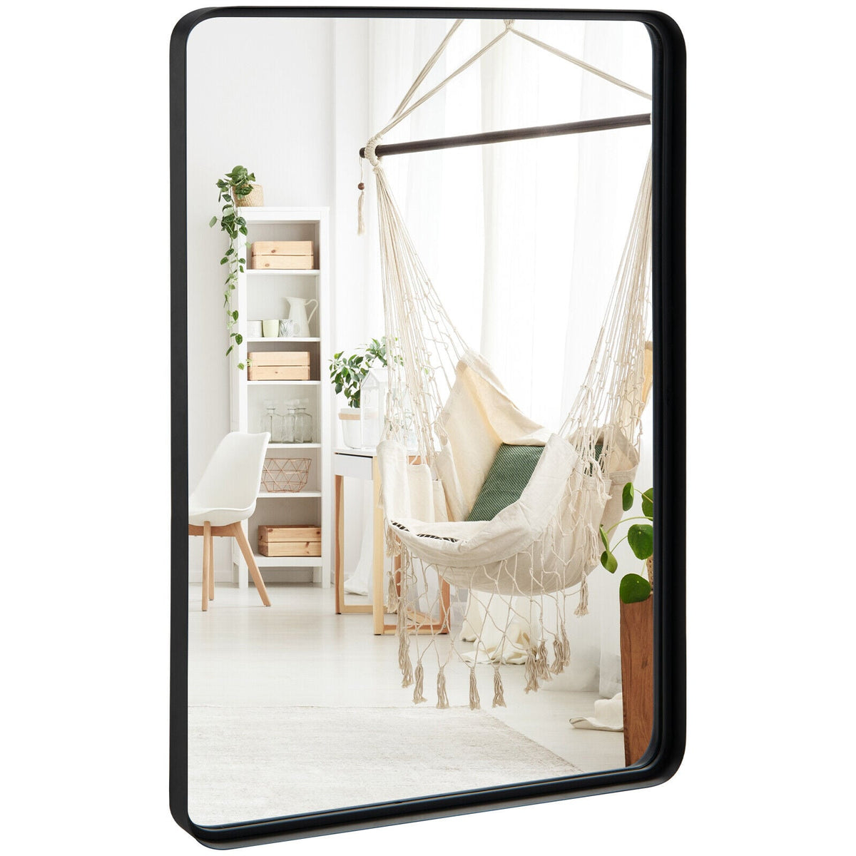 Rectangular Wall Mount Bathroom Mirror with Solid Steel Frame-L-Wall Mirrors-DECOROLALA