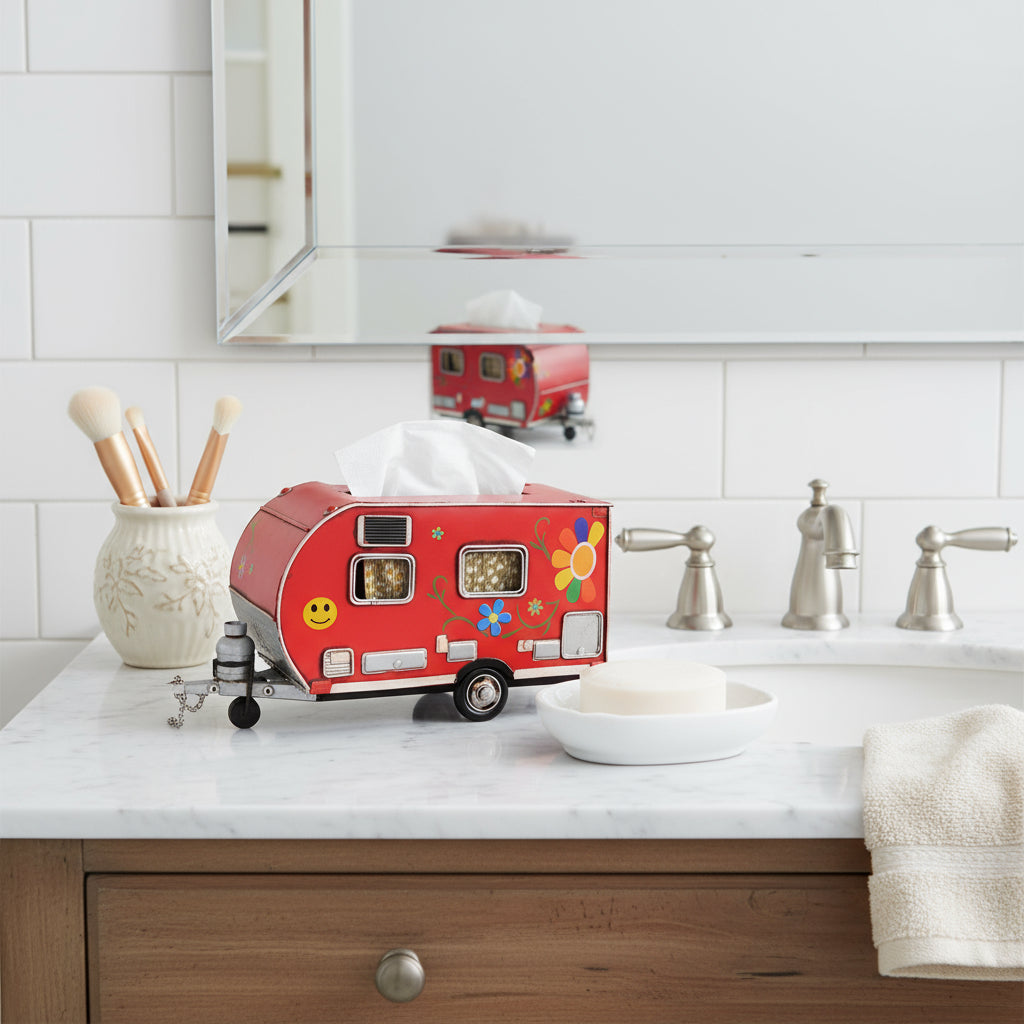 Red Camper Trailer Model Tissue Holder-Misc Bath Accessories-DECOROLALA