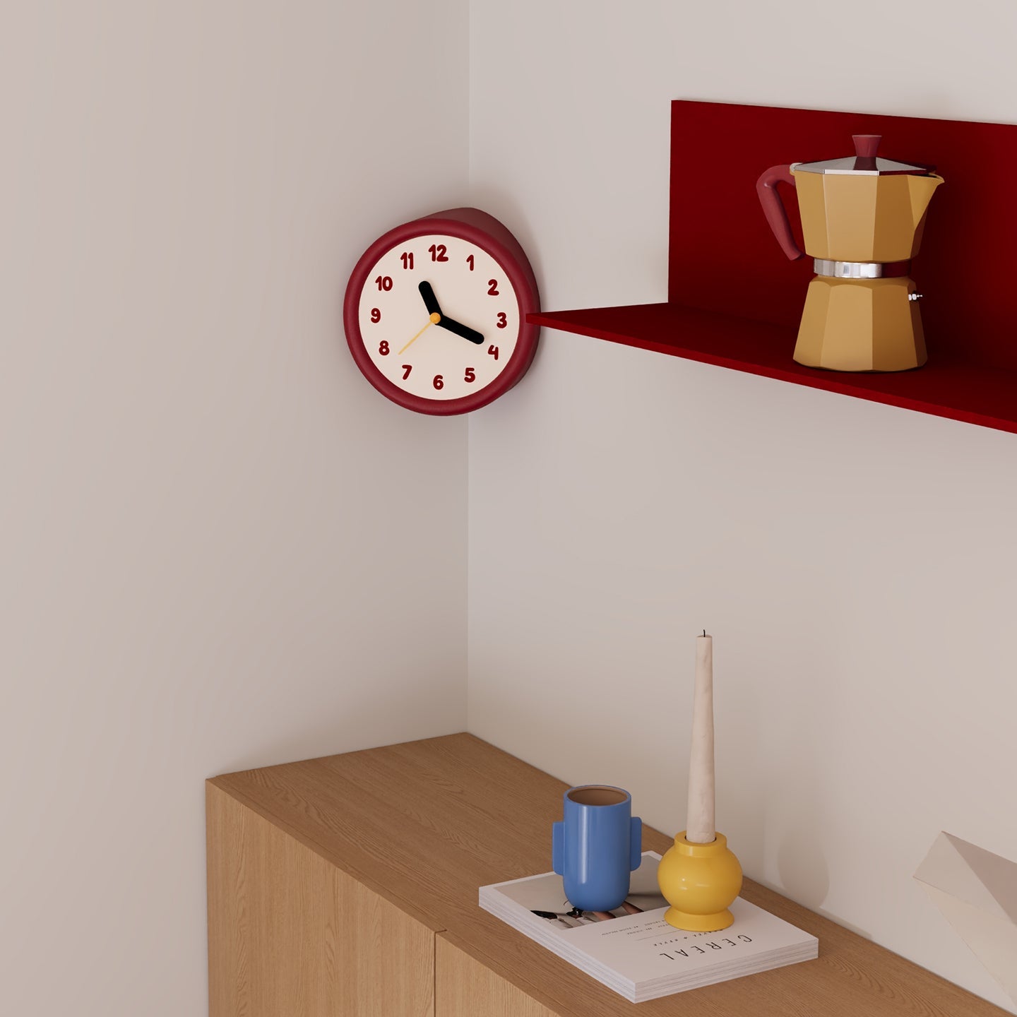 Red Corner Time Clock-Clock-DECOROLALA