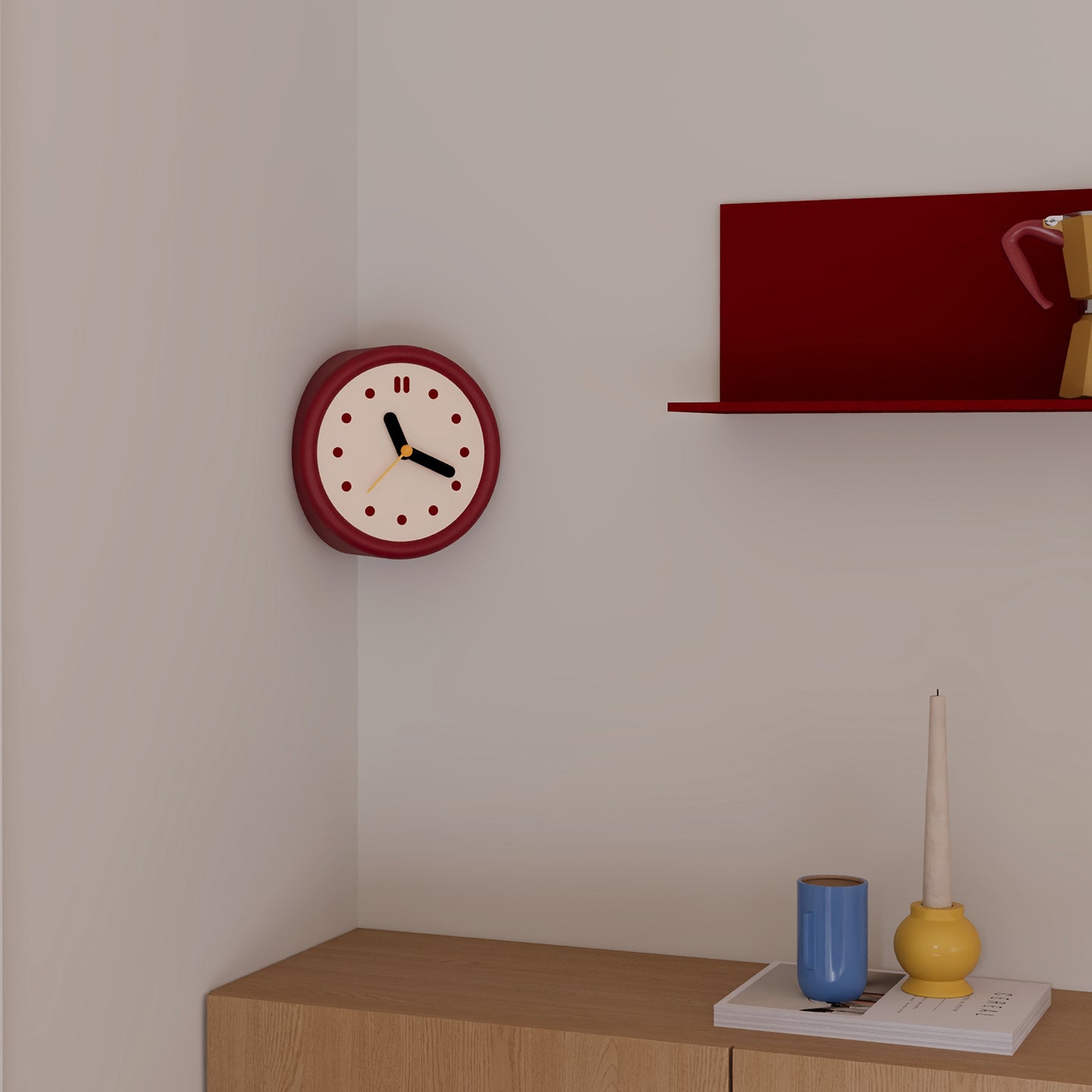 Red Corner Time Clock-Clock-DECOROLALA