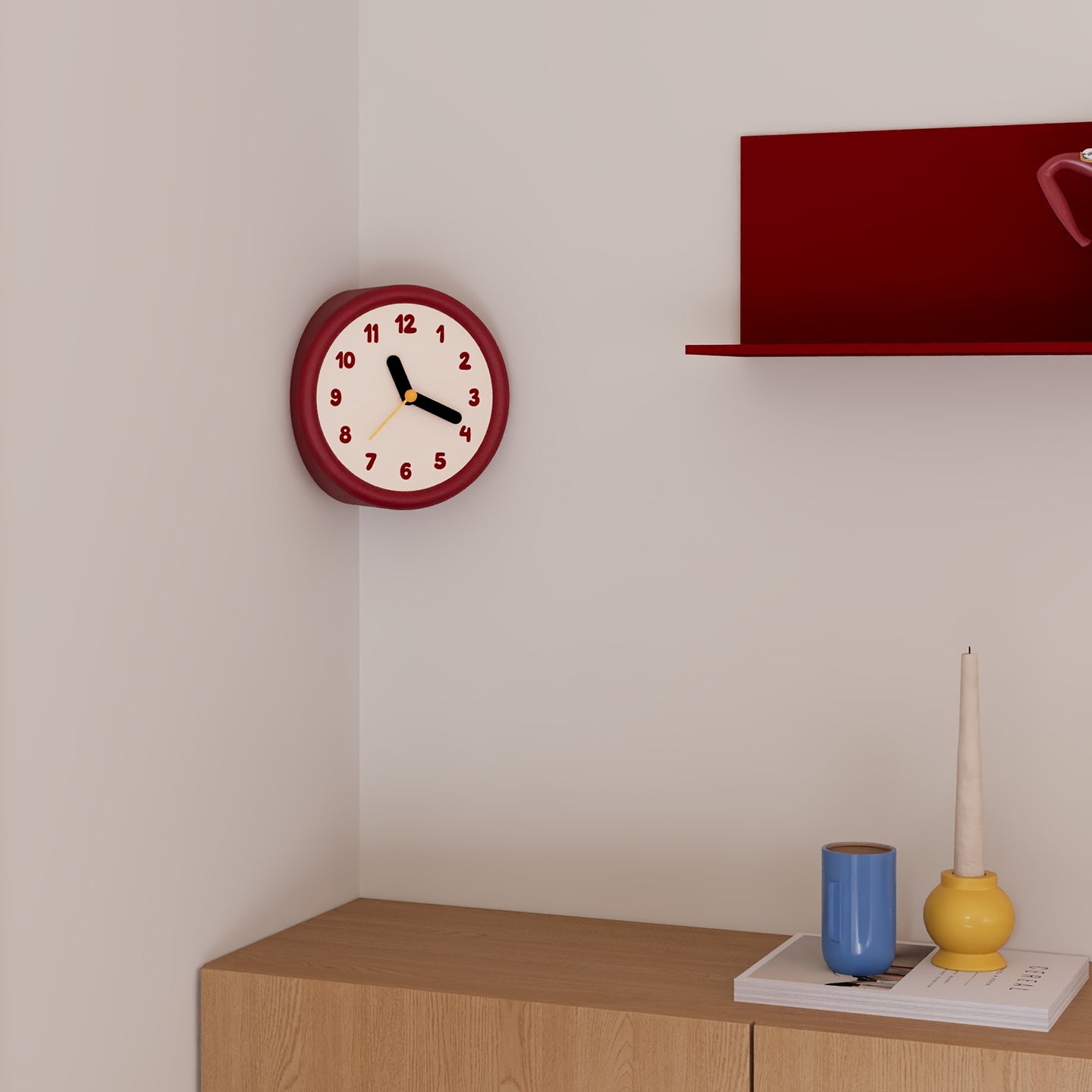 Red Corner Time Clock-Clock-DECOROLALA
