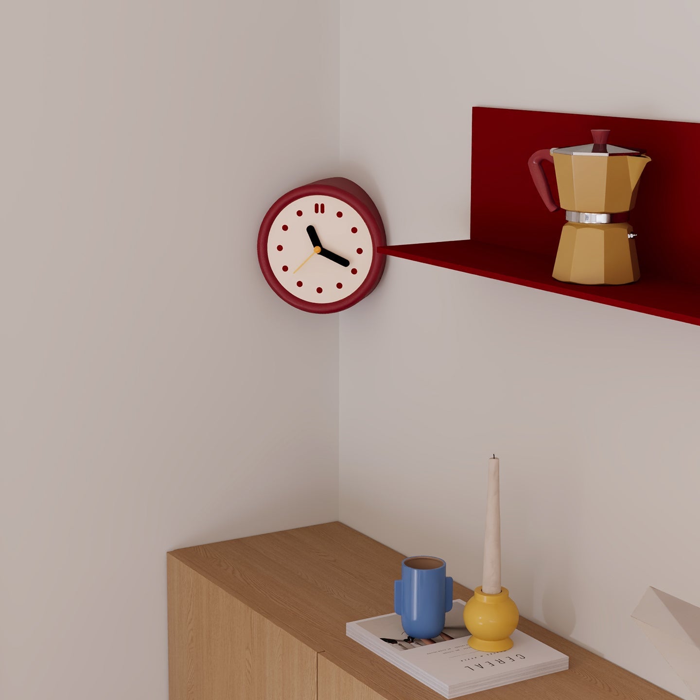 Red Corner Time Clock-Clock-DECOROLALA
