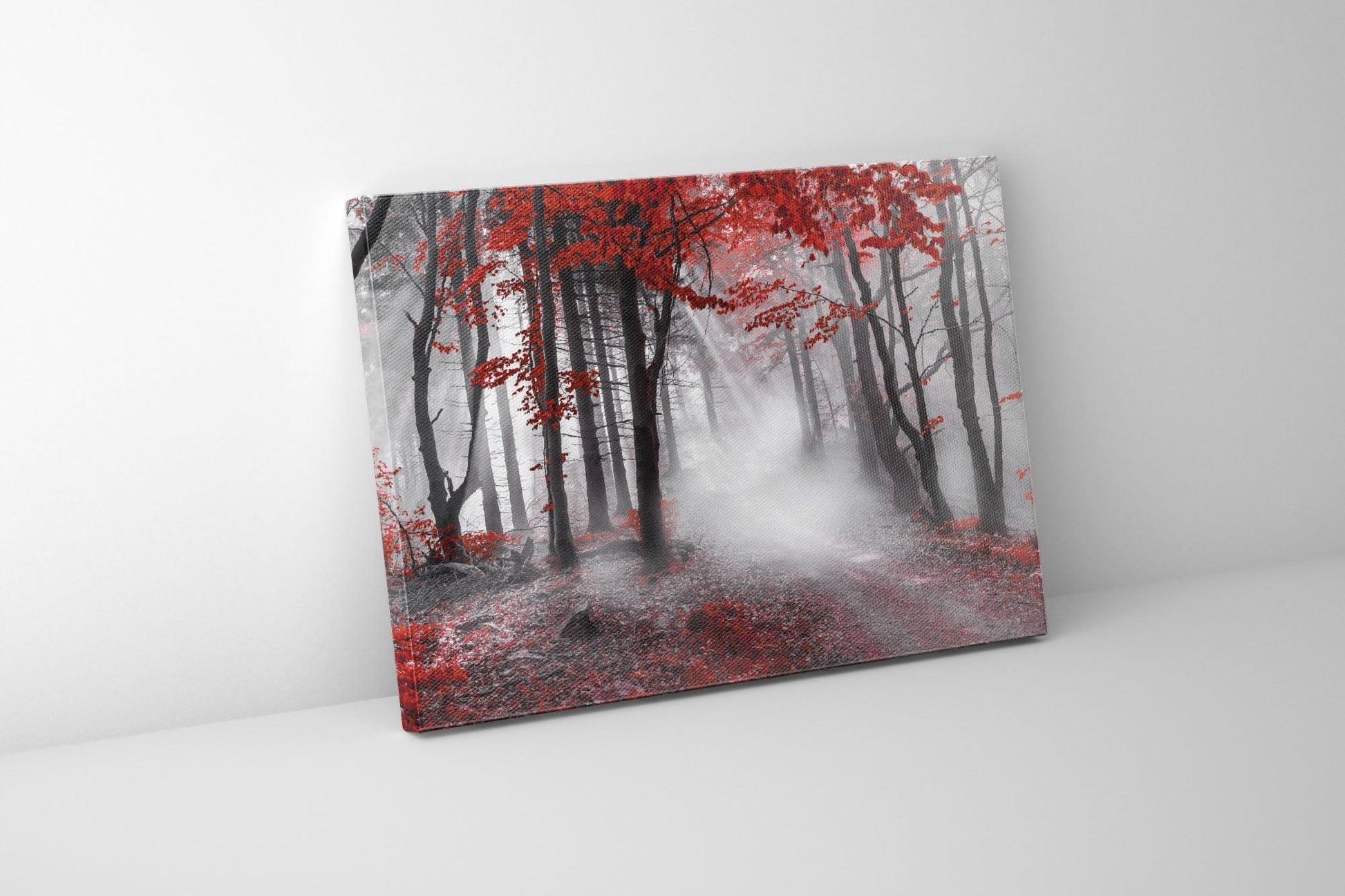 Red Isolate Forest Canvas Wall Art-Wall Art-DECOROLALA