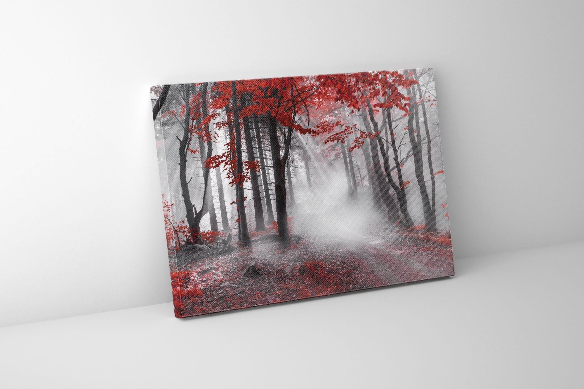 Red Isolate Forest Canvas Wall Art-Wall Art-DECOROLALA