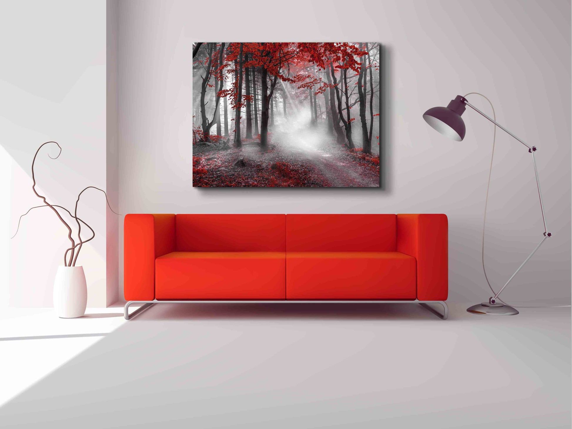 Red Isolate Forest Canvas Wall Art-Wall Art-DECOROLALA