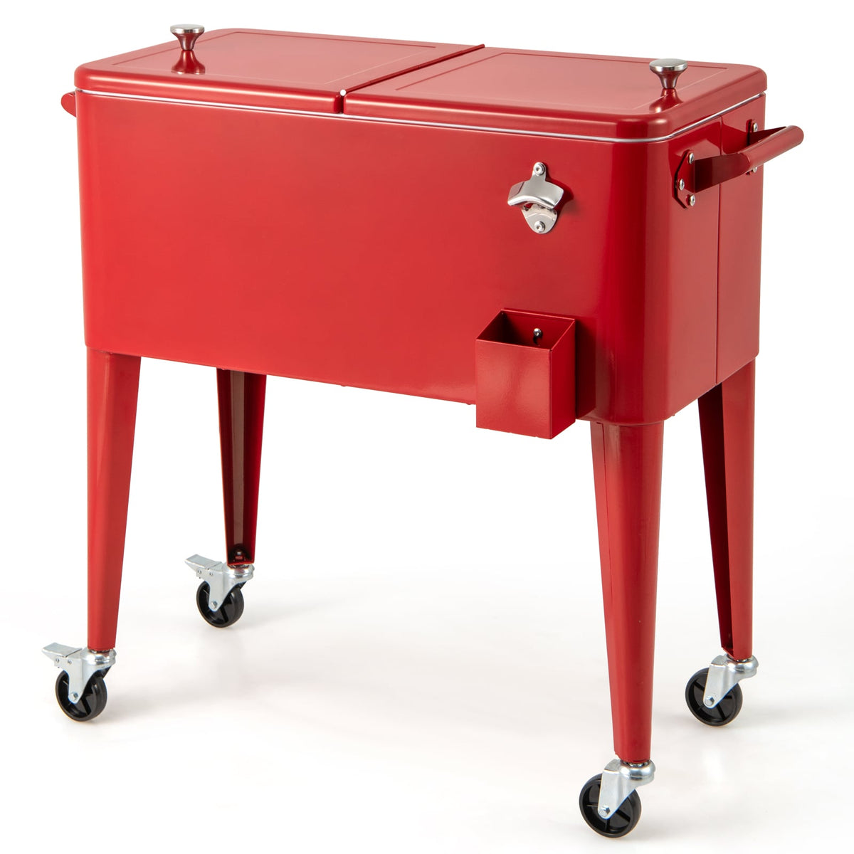 Red Portable Outdoor Patio Cooler Cart-Coolers-DECOROLALA