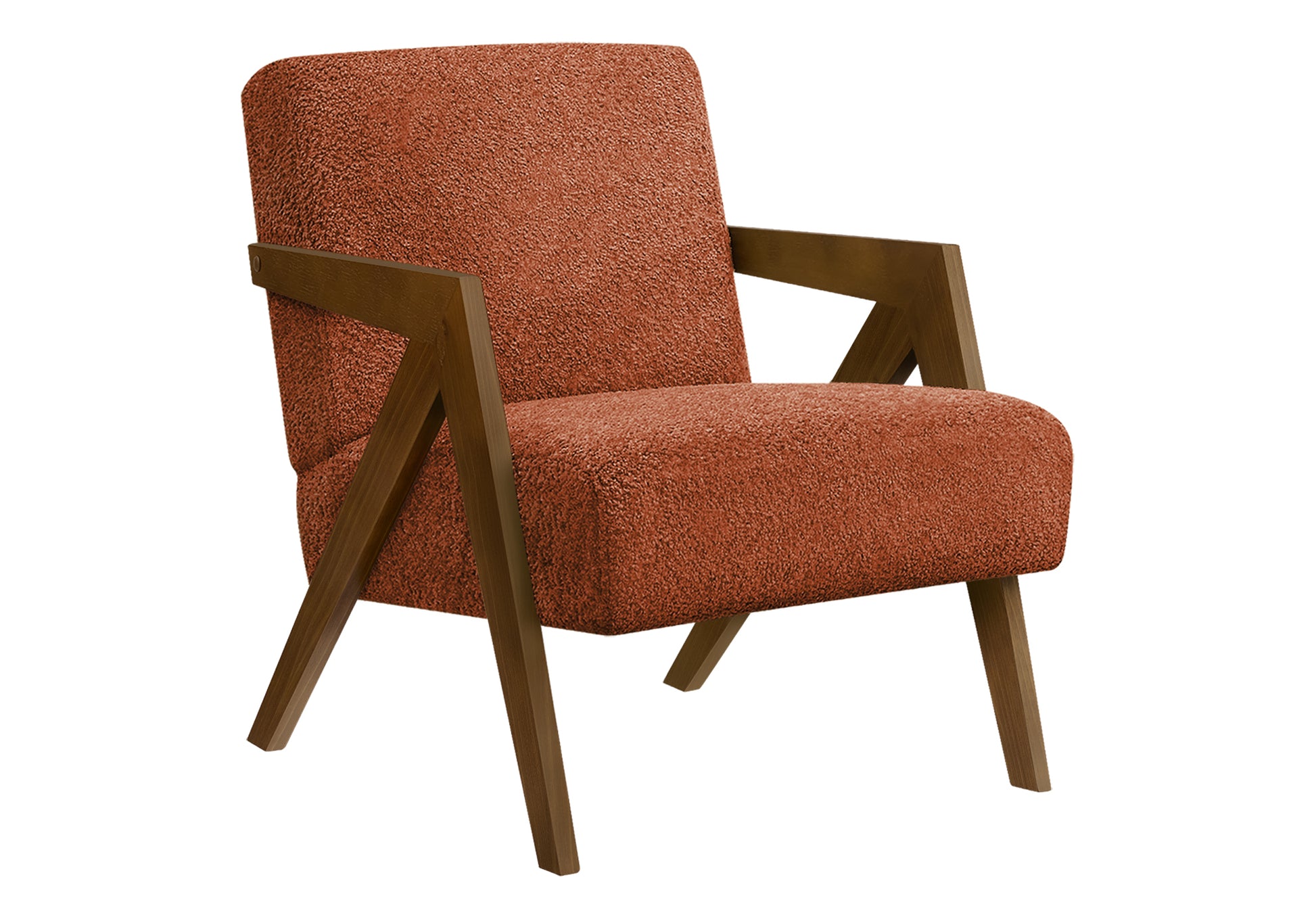 Red Upholstered Accent Chair 30"H Walnut Wood-DECOROLALA