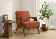 Red Upholstered Accent Chair 30"H Walnut Wood-DECOROLALA