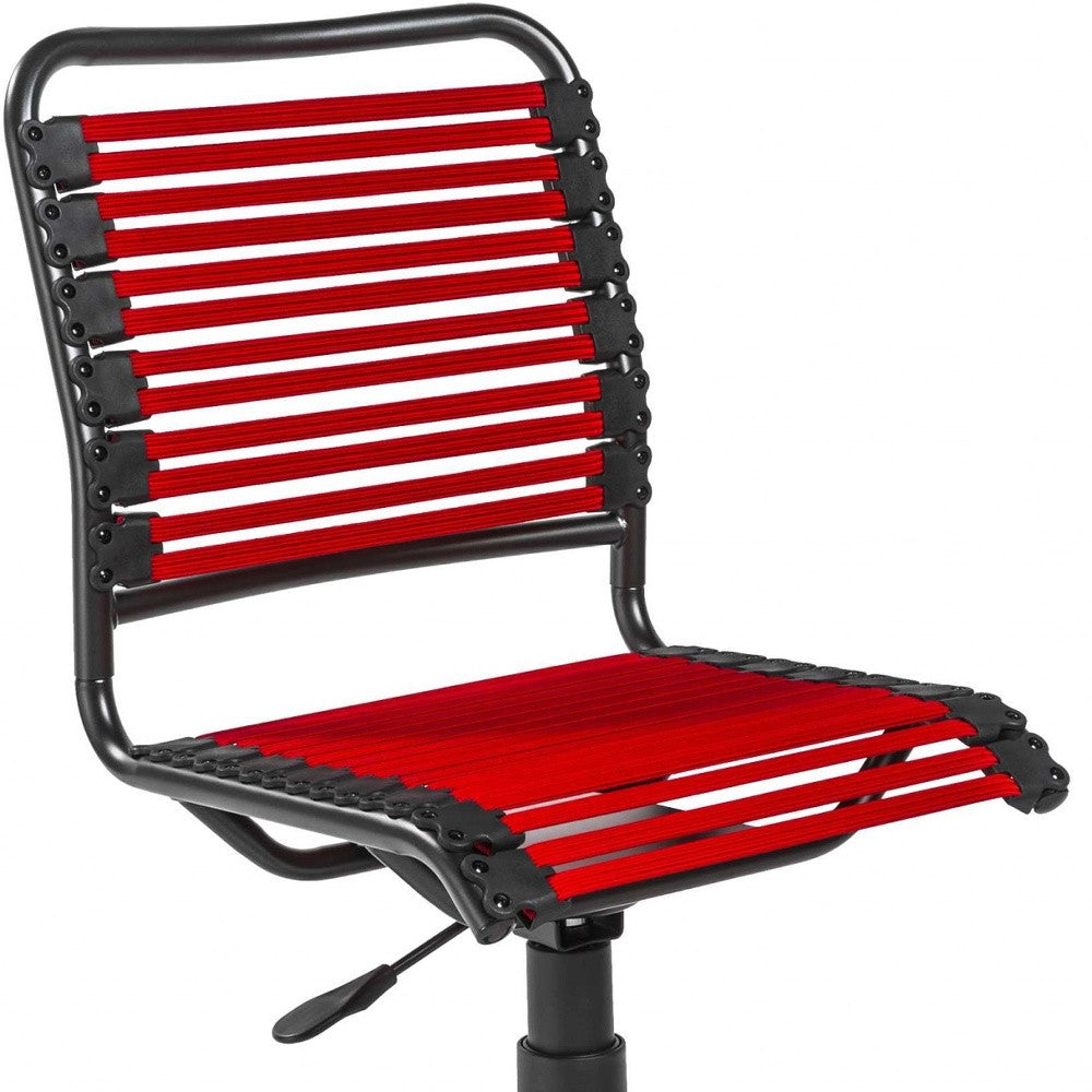 Red and Black Adjustable Swivel Bungee Rolling Office Chair-Office Chairs-DECOROLALA