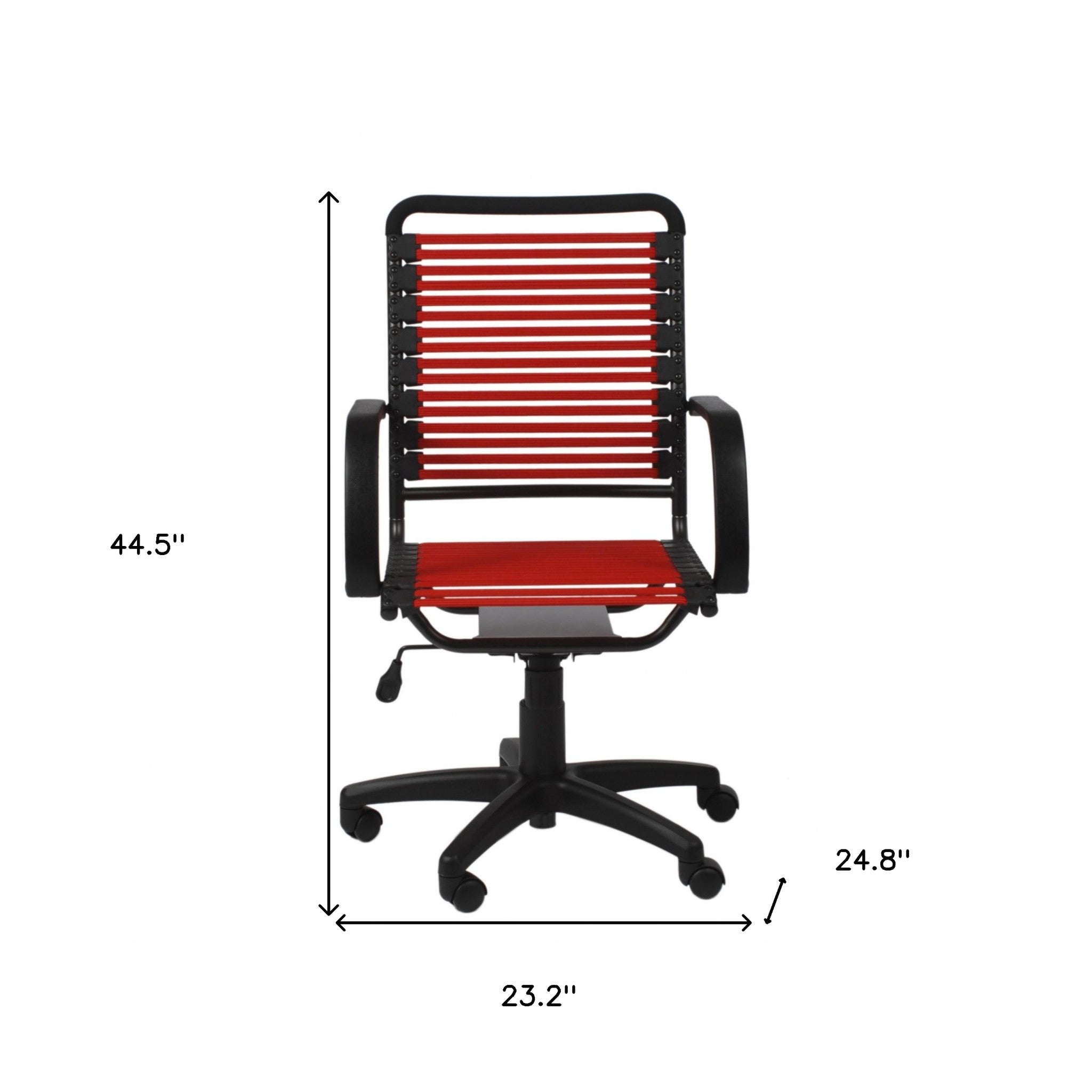 Red and Black Adjustable Swivel Bungee Rolling Office Chair-Office Chairs-DECOROLALA