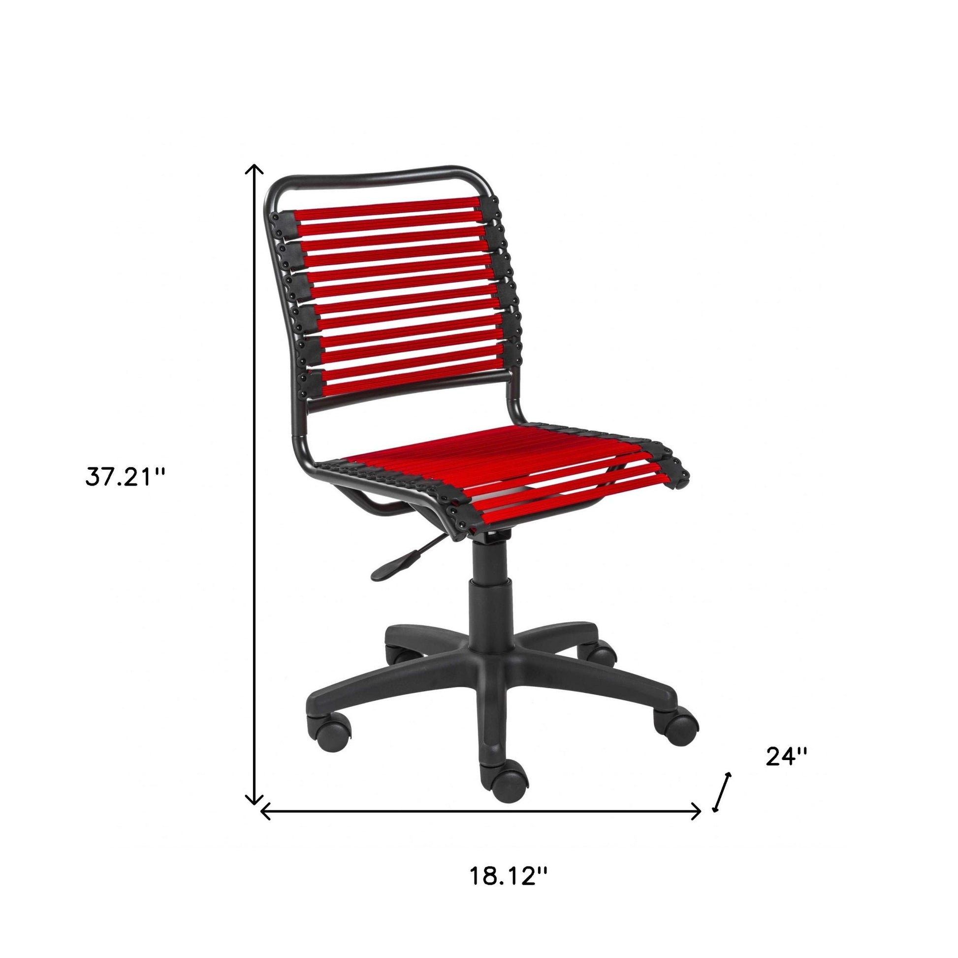 Red and Black Adjustable Swivel Bungee Rolling Office Chair-Office Chairs-DECOROLALA
