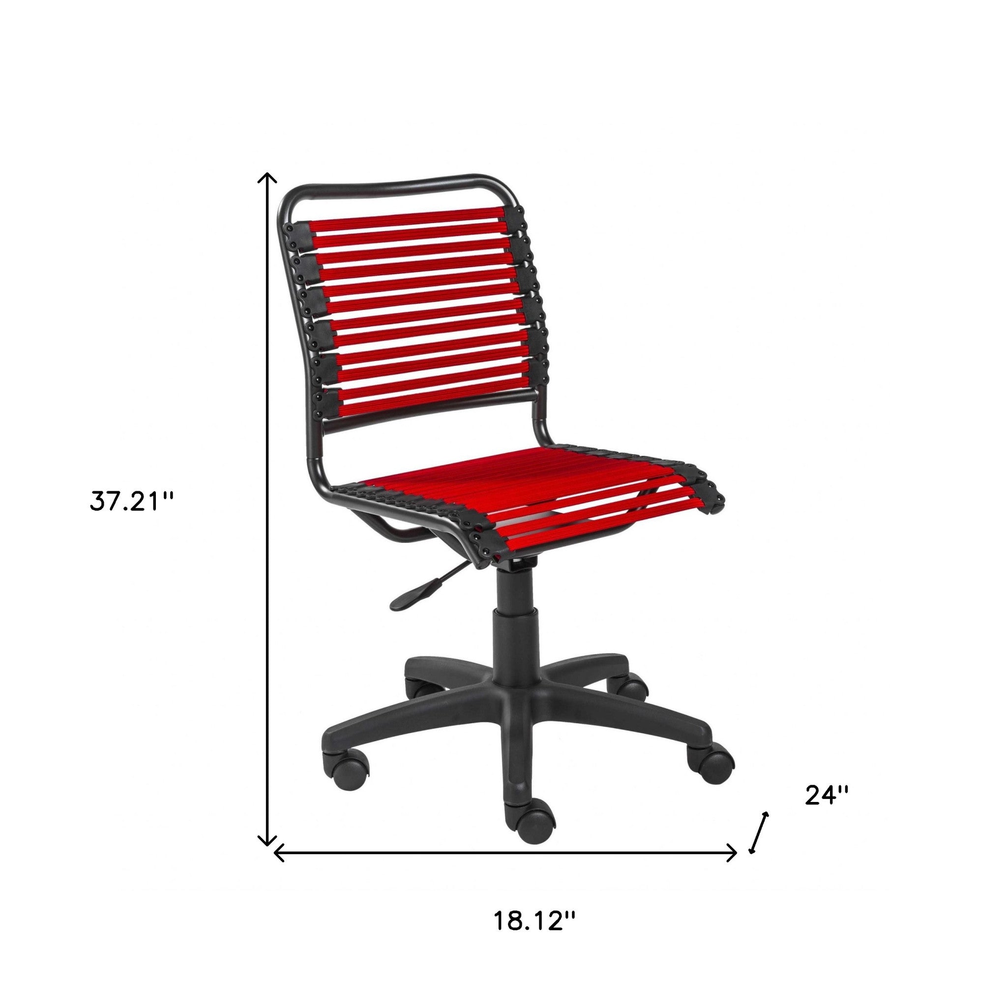 Red and Black Adjustable Swivel Bungee Rolling Office Chair-Office Chairs-DECOROLALA
