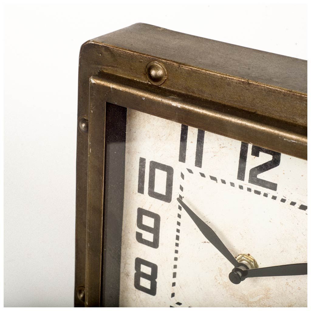 Redding Bronze Toned Metal Square Table Clock-Table Clocks-DECOROLALA