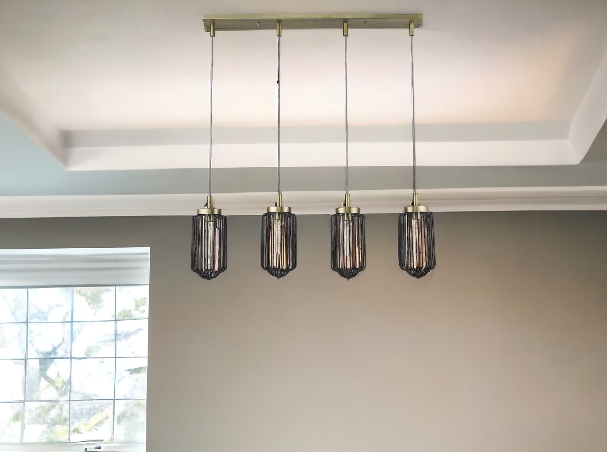 Reece 4-Light Aged Brass Island Pendant-Pendants-Hanging Lights-DECOROLALA