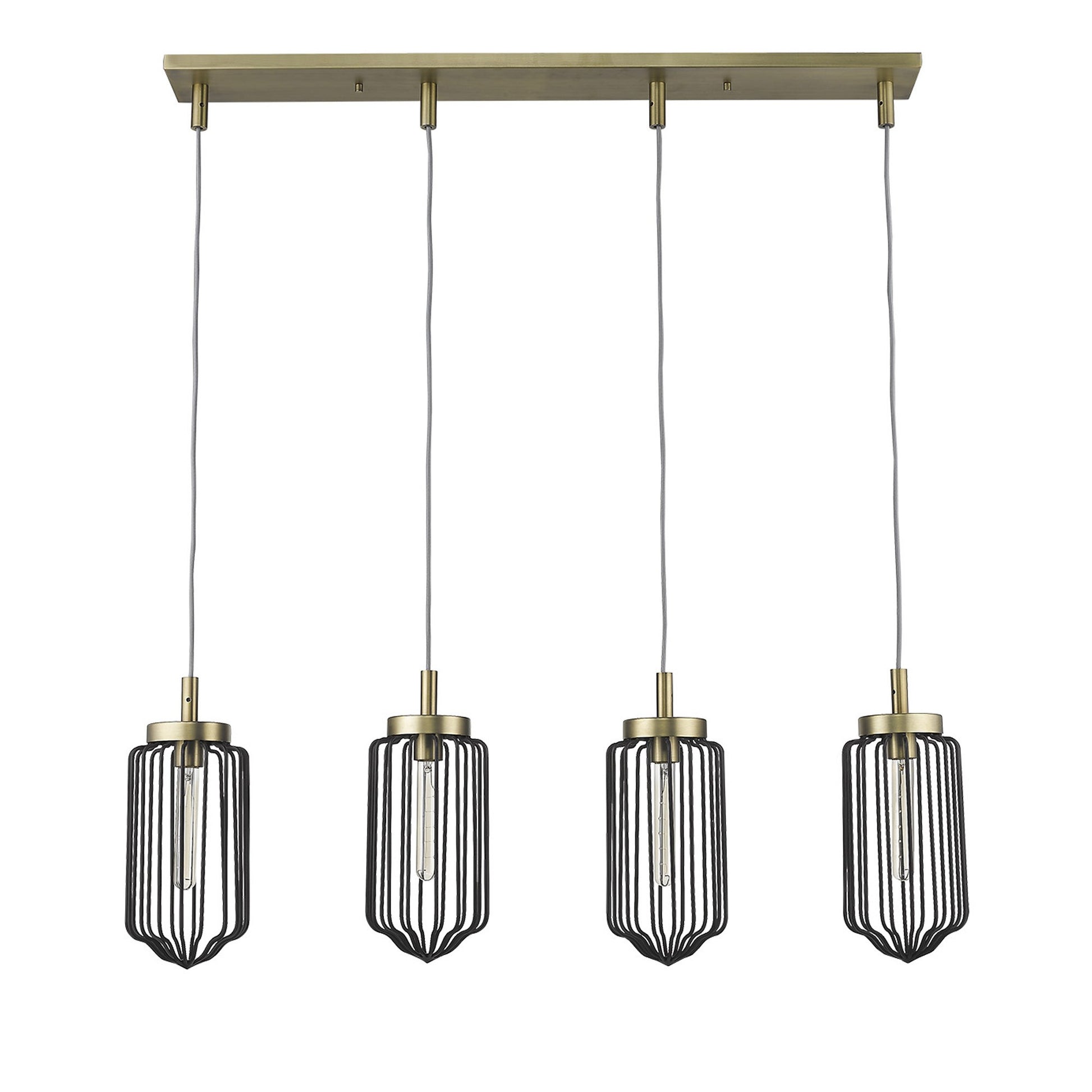 Reece 4-Light Aged Brass Island Pendant-Pendants-Hanging Lights-DECOROLALA