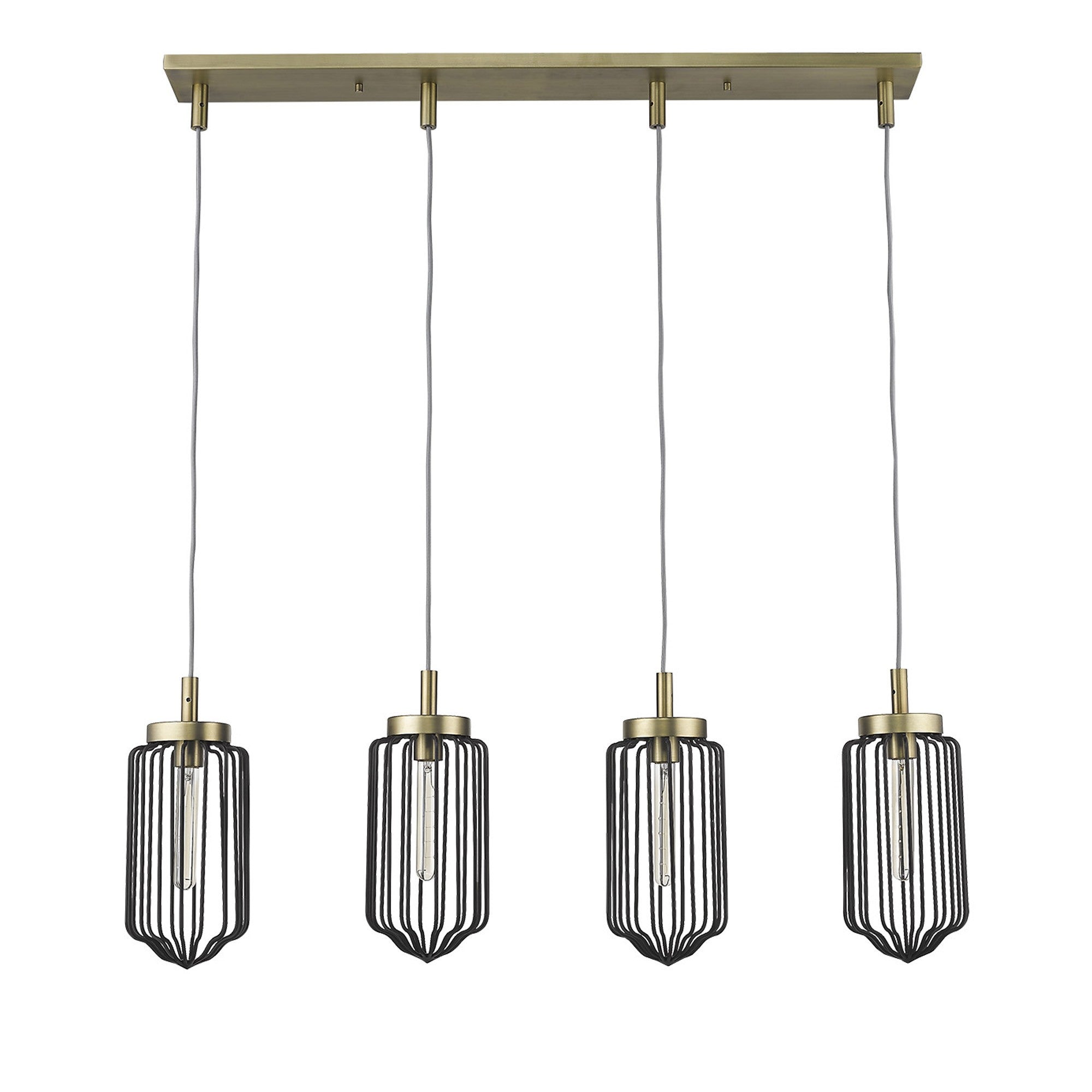 Reece 4-Light Aged Brass Island Pendant-Pendants-Hanging Lights-DECOROLALA
