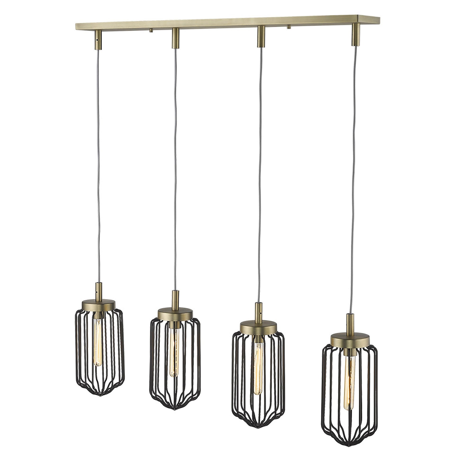 Reece 4-Light Aged Brass Island Pendant-Pendants-Hanging Lights-DECOROLALA
