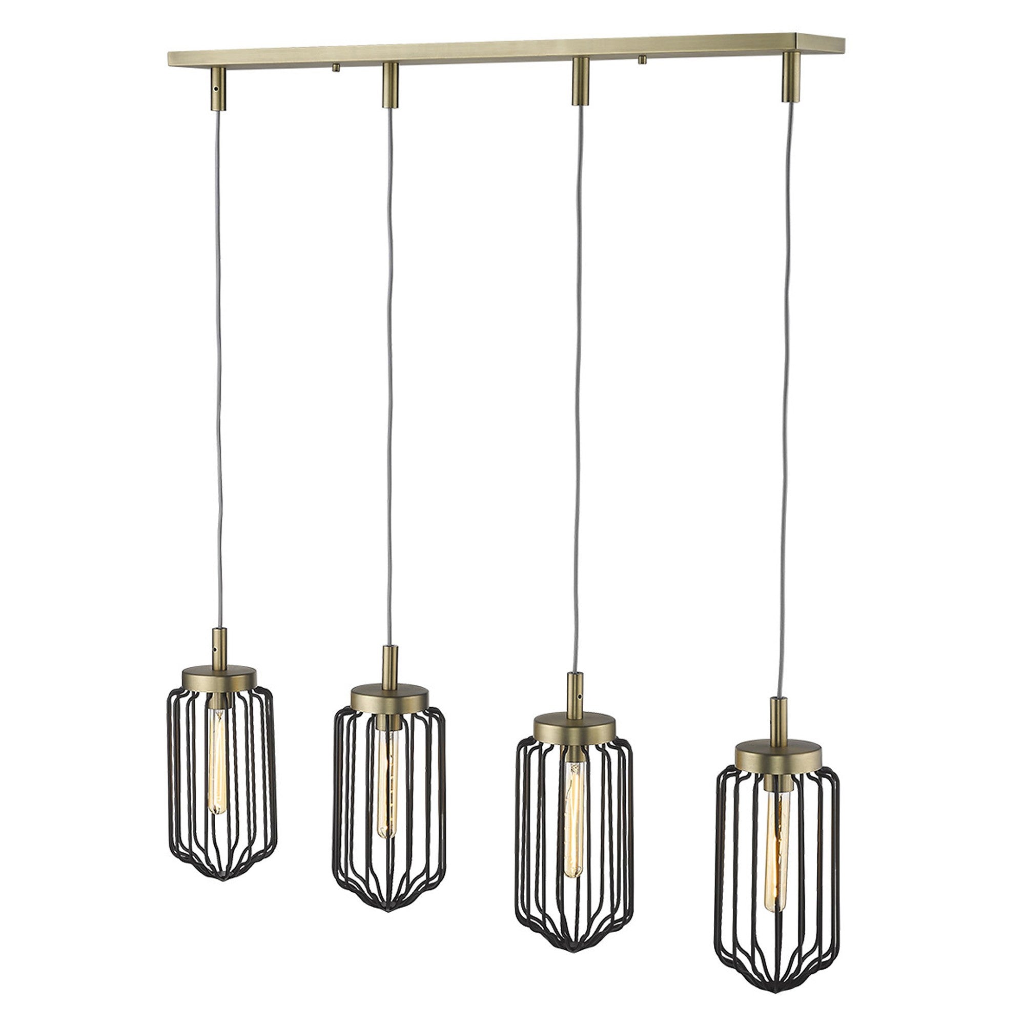 Reece 4-Light Aged Brass Island Pendant-Pendants-Hanging Lights-DECOROLALA