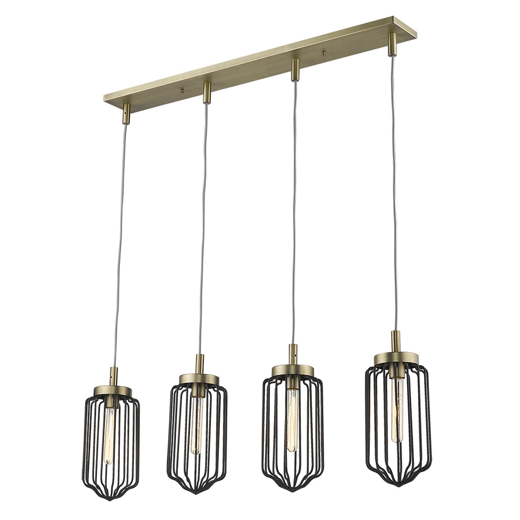 Reece 4-Light Aged Brass Island Pendant-Pendants-Hanging Lights-DECOROLALA