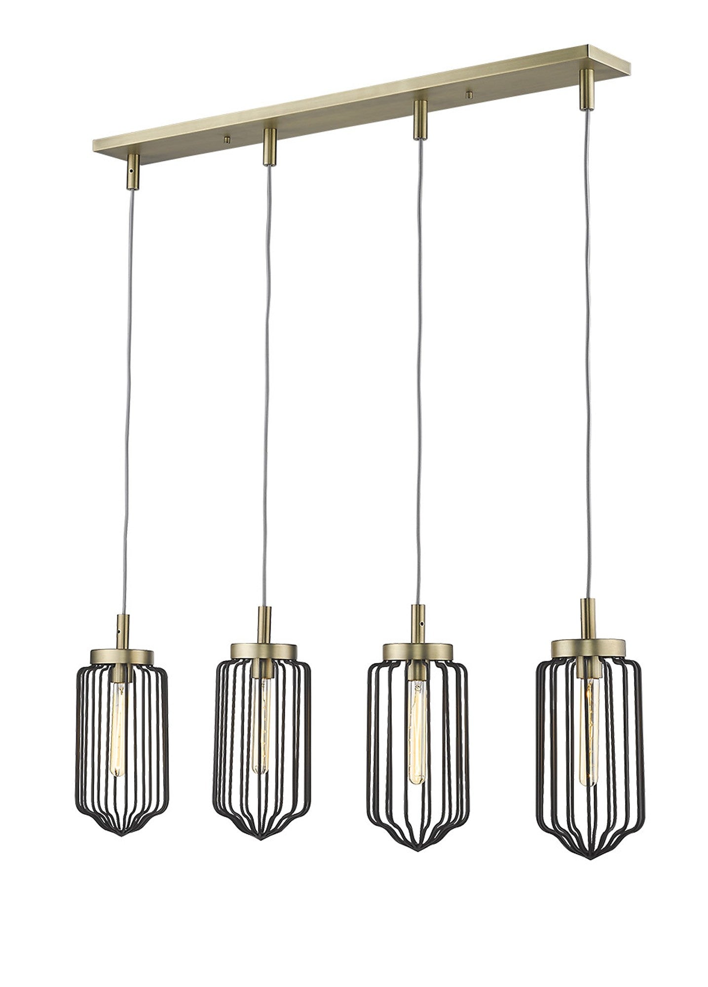 Reece 4-Light Aged Brass Island Pendant-Pendants-Hanging Lights-DECOROLALA