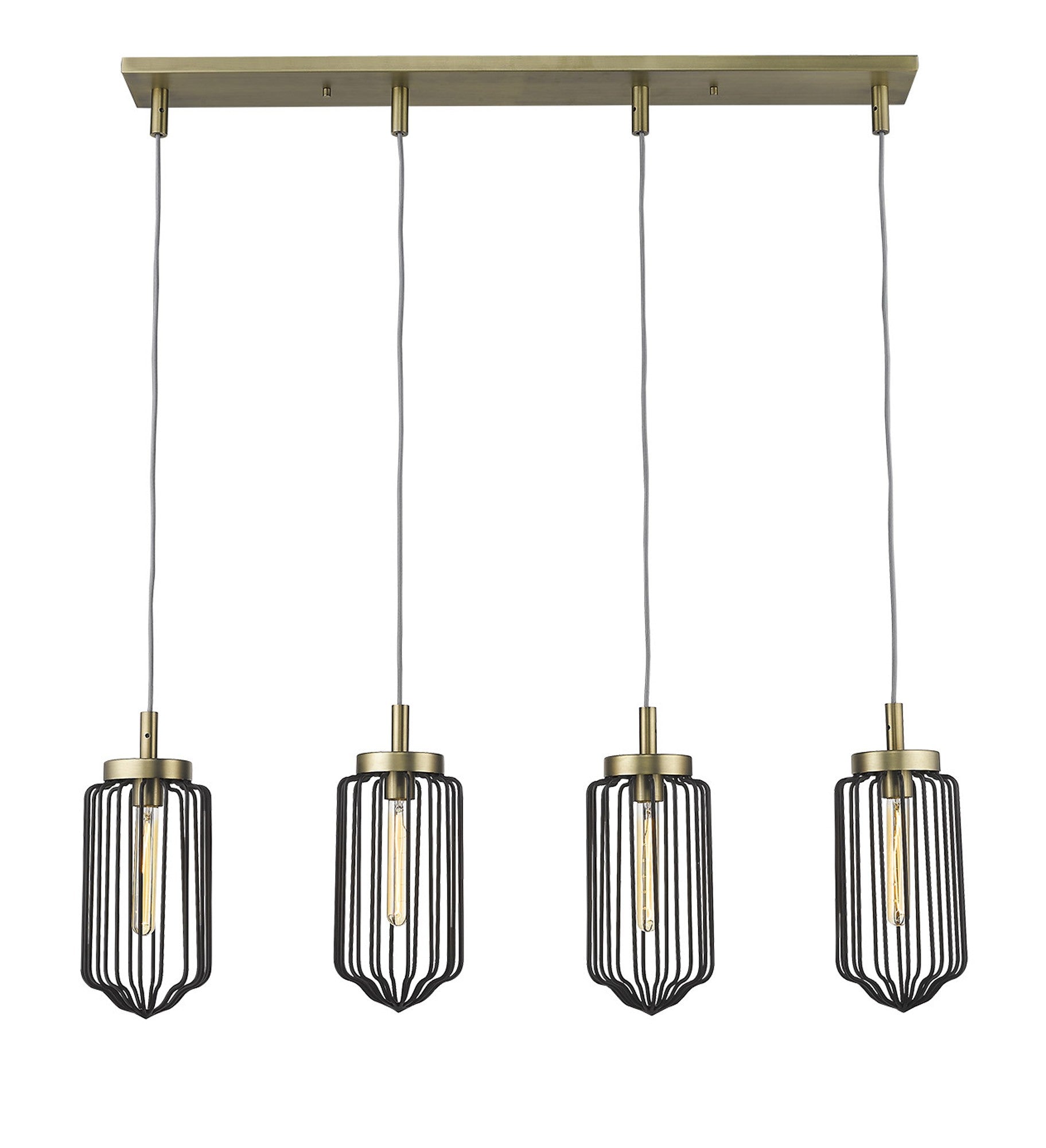 Reece 4-Light Aged Brass Island Pendant-Pendants-Hanging Lights-DECOROLALA