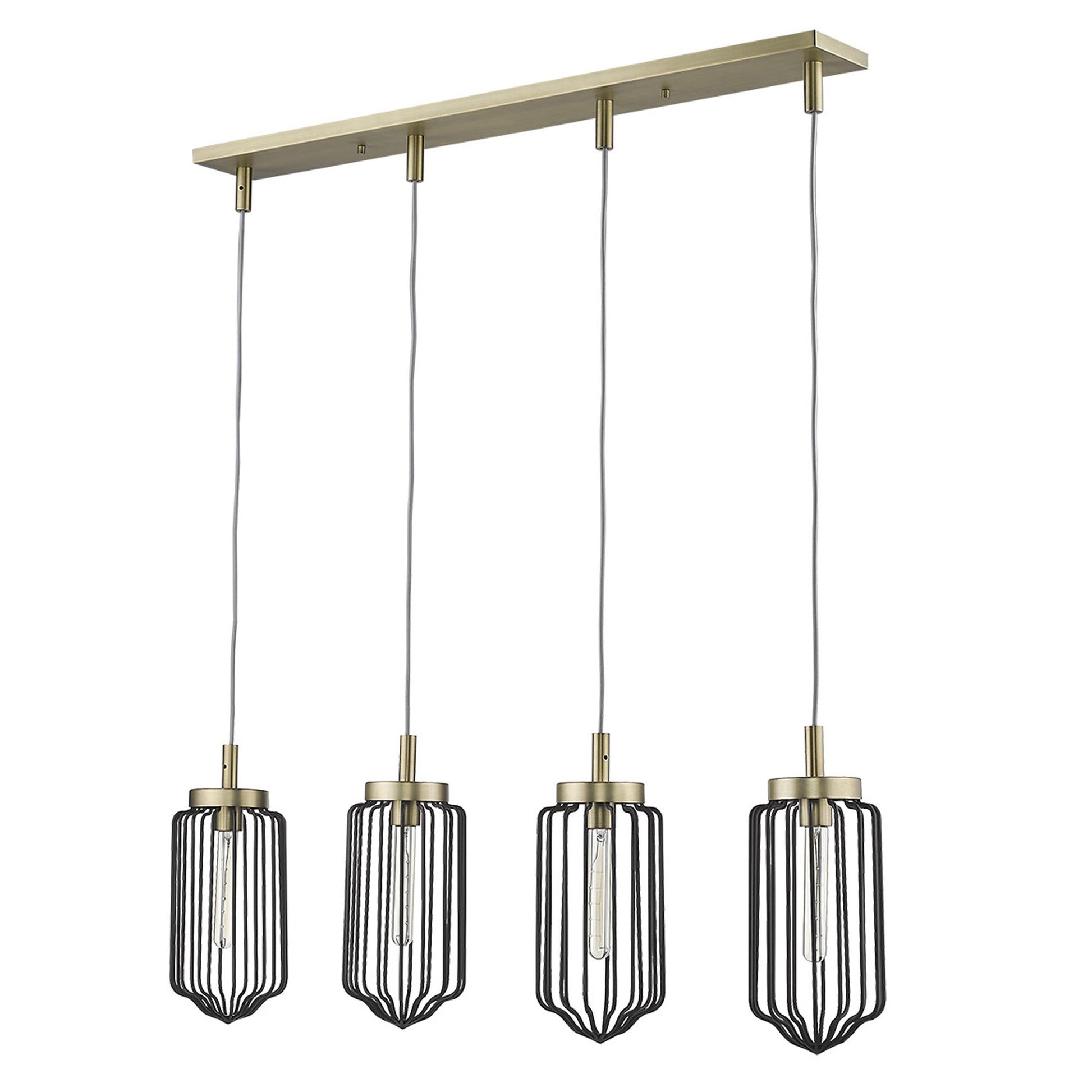 Reece 4-Light Aged Brass Island Pendant-Pendants-Hanging Lights-DECOROLALA