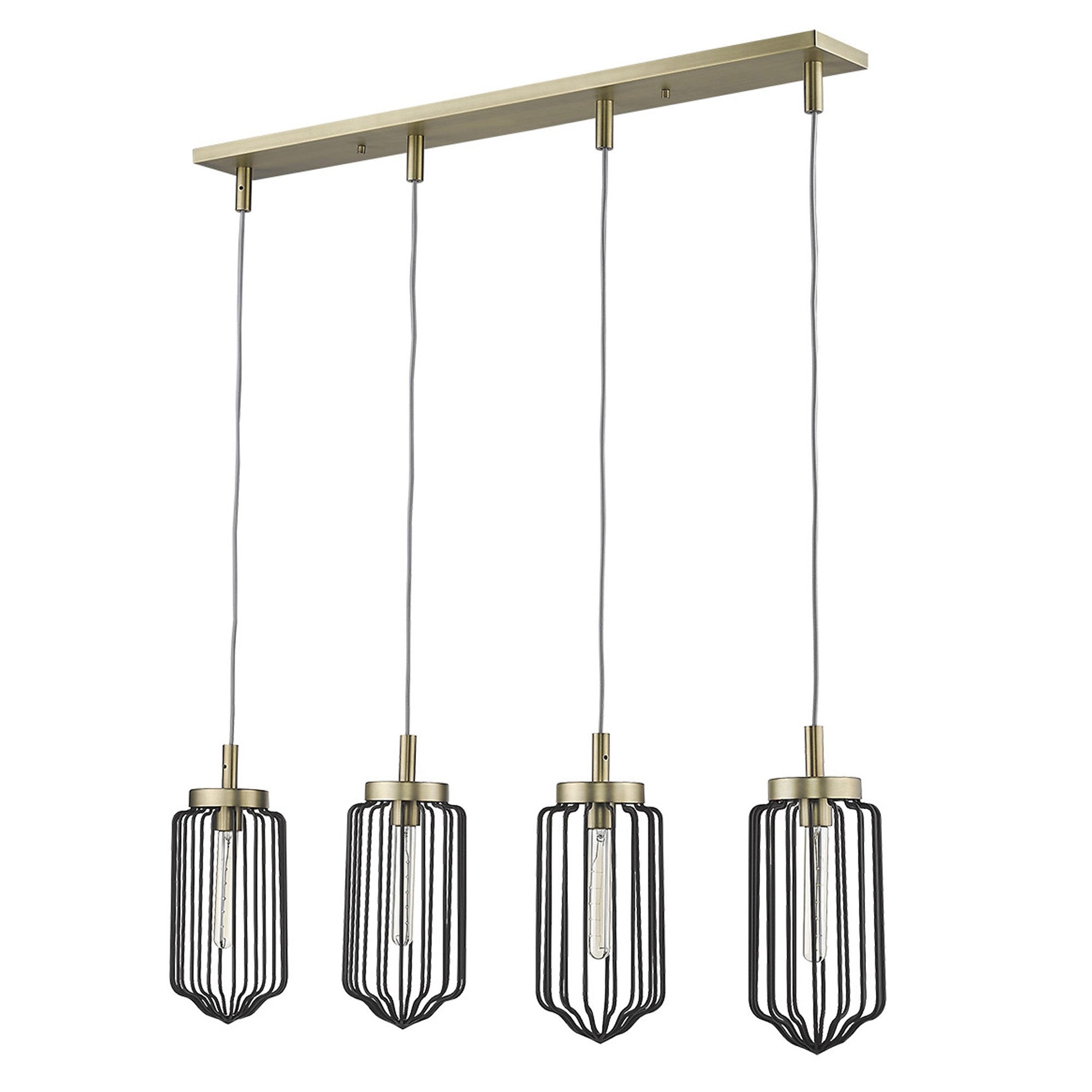 Reece 4-Light Aged Brass Island Pendant-Pendants-Hanging Lights-DECOROLALA