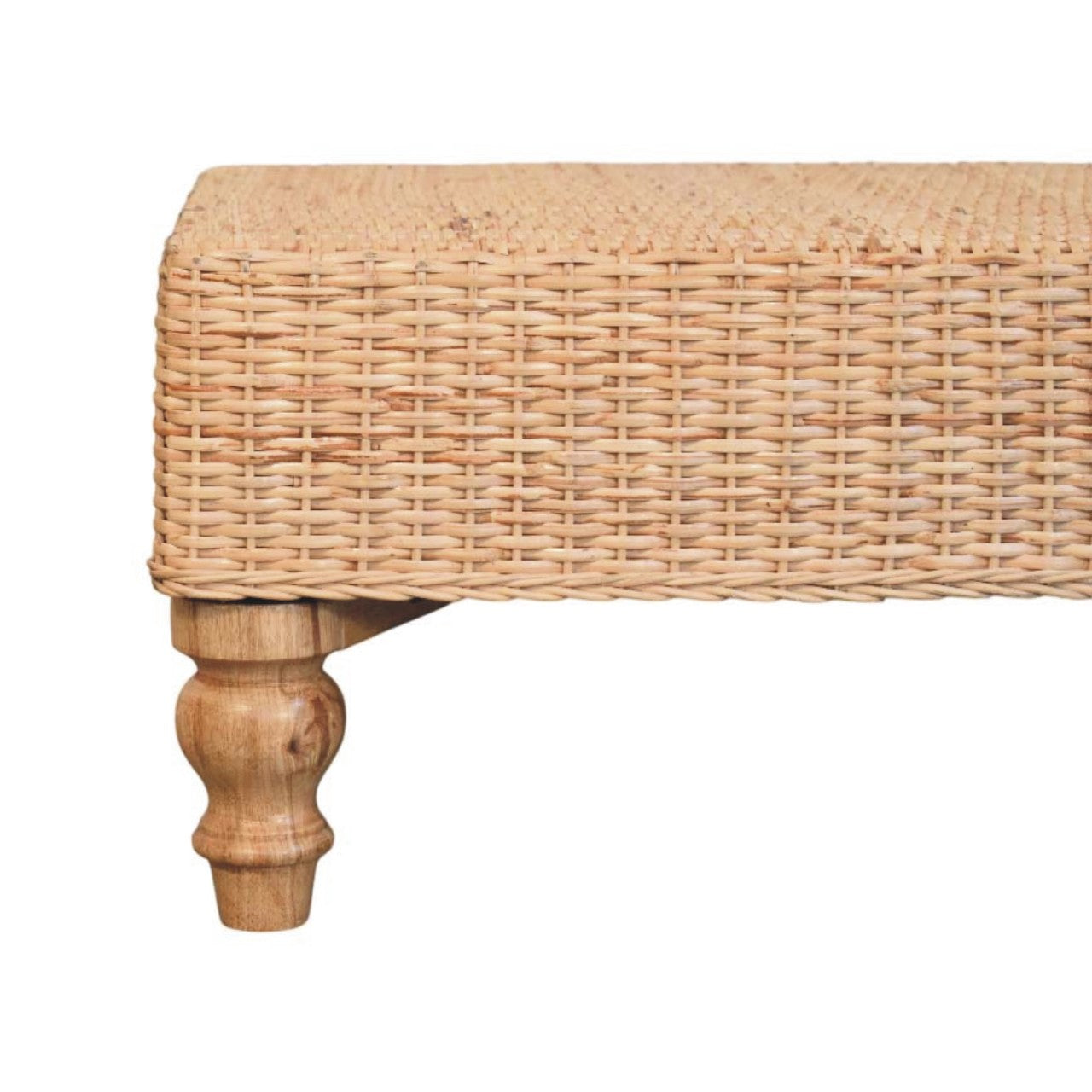 Regency Woven Coffee Table - Handcrafted Wood with Turned Legs-Coffee Table-DECOROLALA
