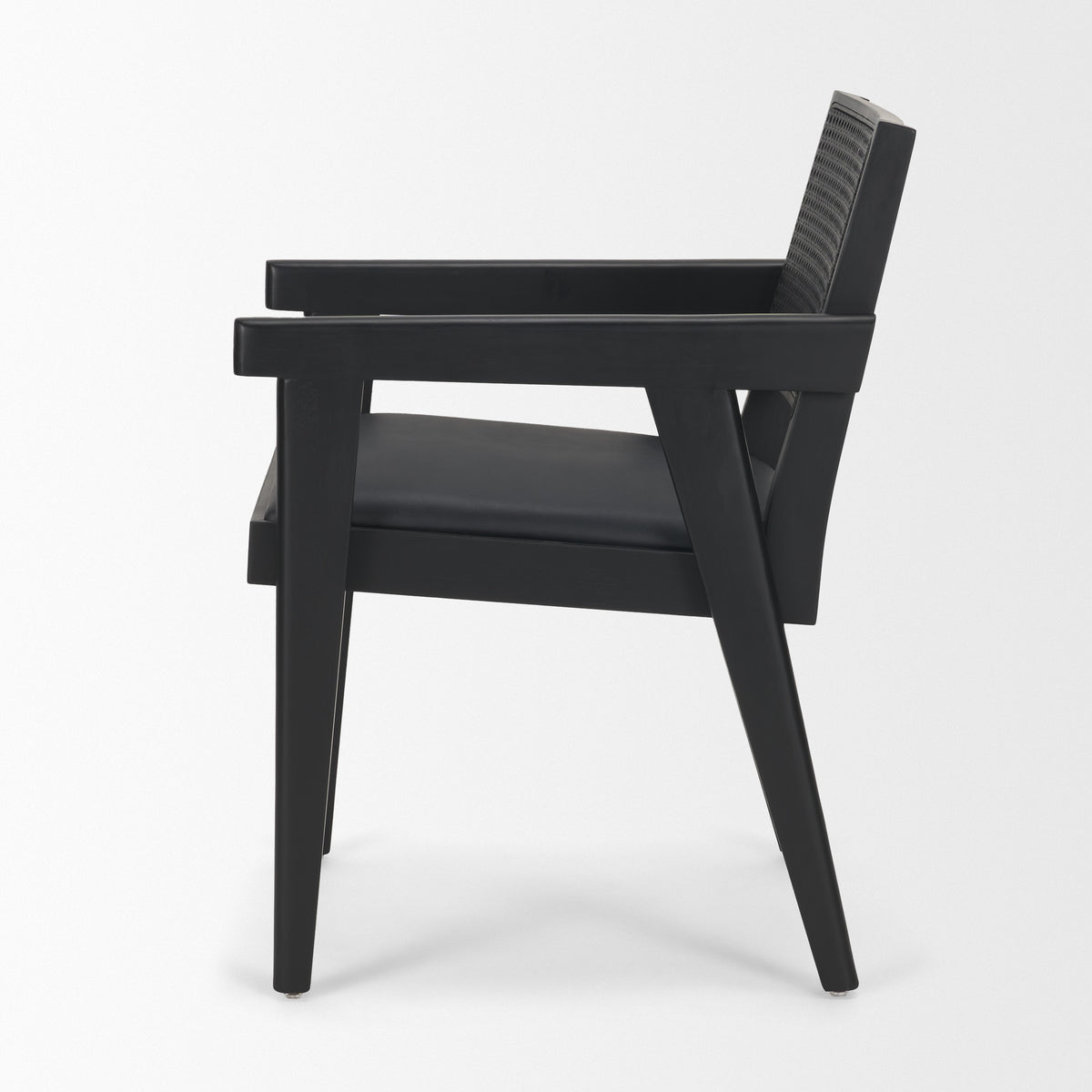 Reid Cane Back Dining Arm Chair | Cream Fabric w/ Wood-Dining Chairs-DECOROLALA