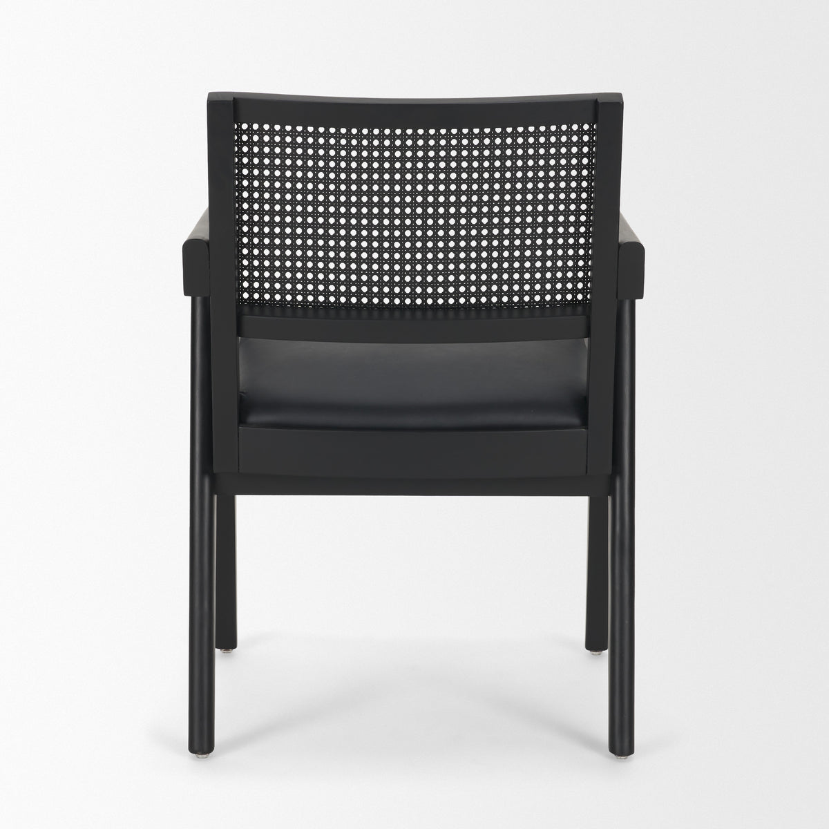 Reid Cane Back Dining Arm Chair | Cream Fabric w/ Wood-Dining Chairs-DECOROLALA