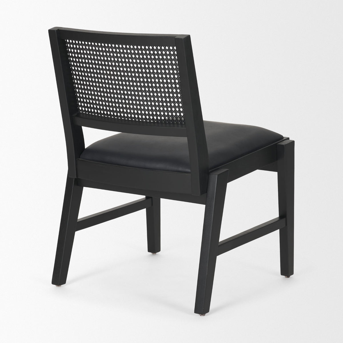 Reid Cane Back Dining Side Chair | Leather w/ Tapered Wood-Dining Chairs-DECOROLALA