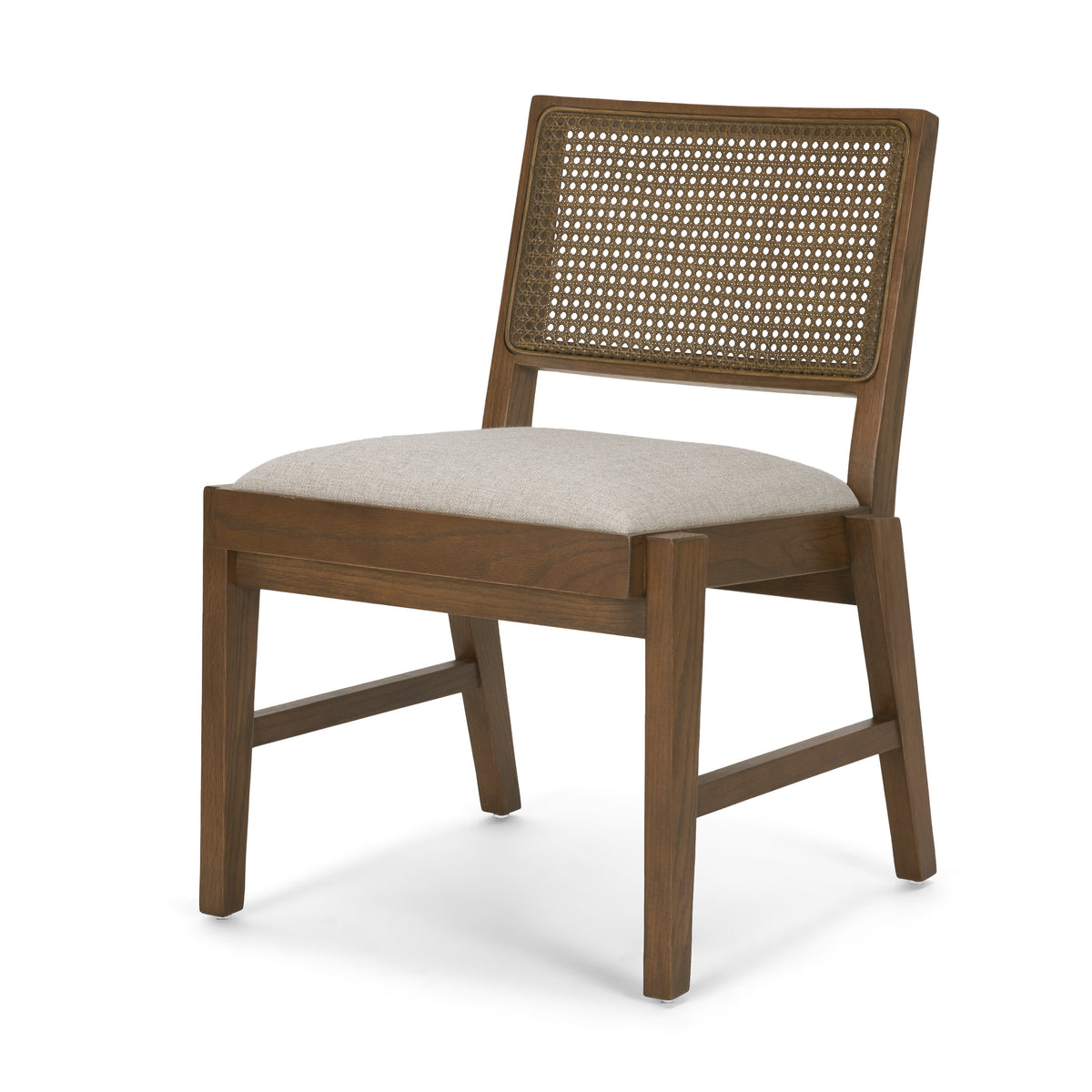 Reid Cane Back Dining Side Chair | Leather w/ Tapered Wood-Dining Chairs-DECOROLALA