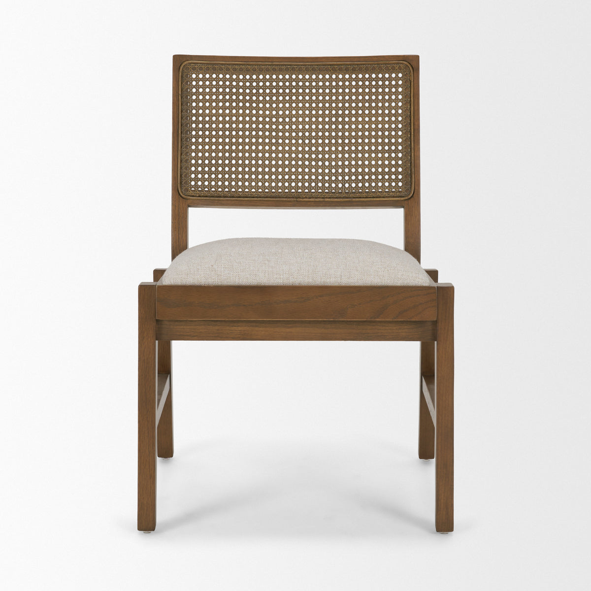 Reid Cane Back Dining Side Chair | Leather w/ Tapered Wood-Dining Chairs-DECOROLALA