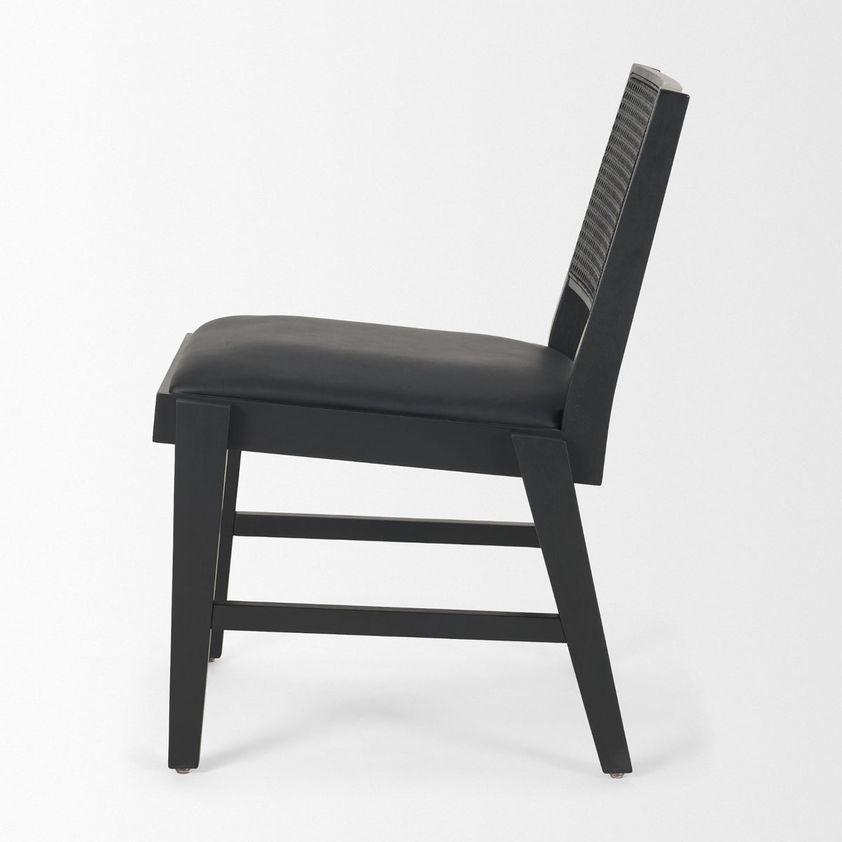 Reid Cane Back Dining Side Chair | Leather w/ Tapered Wood-Dining Chairs-DECOROLALA