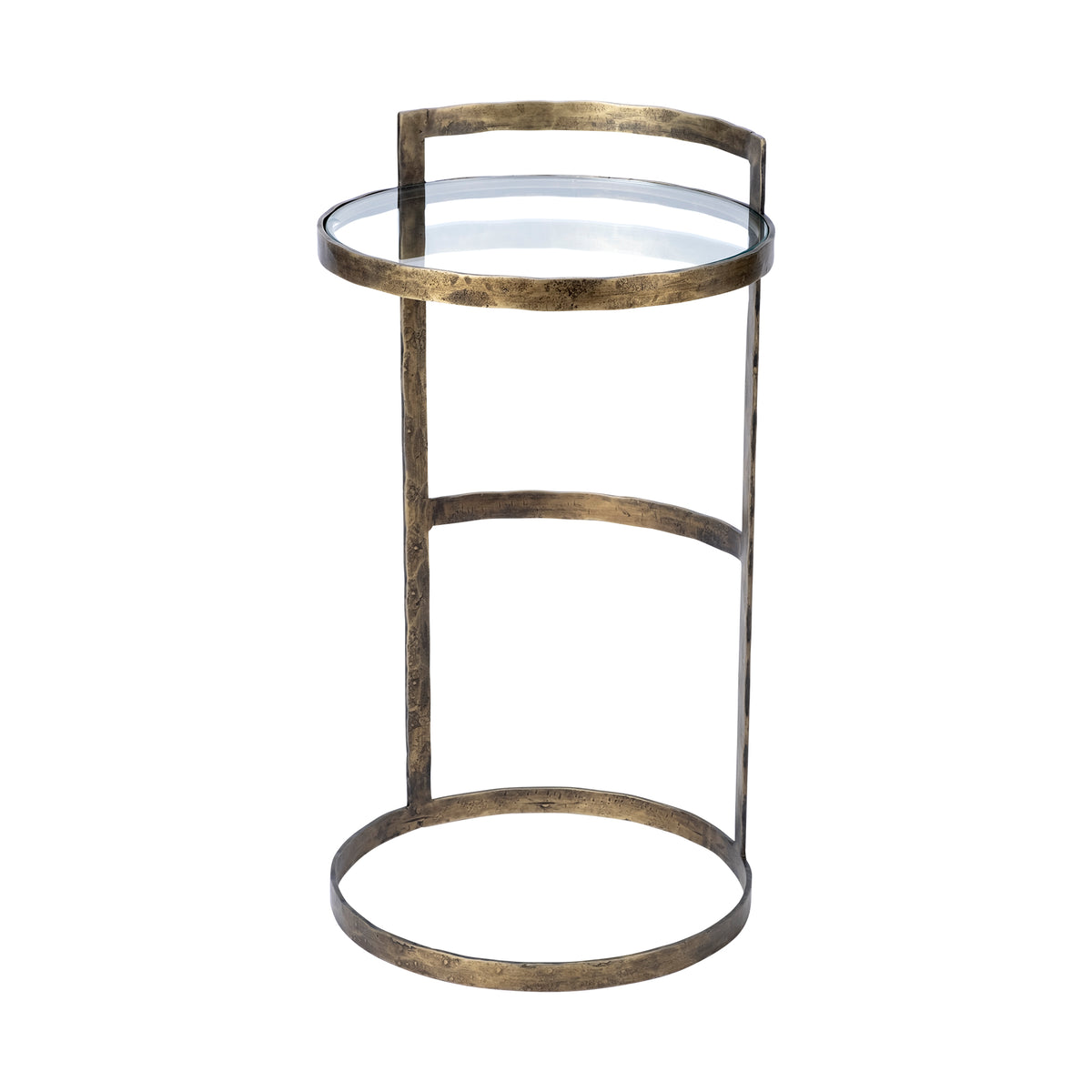 Reimer 15L x 15W Gold Round Glass Top W/Metal Frame Accent Table-Accent Tables-DECOROLALA