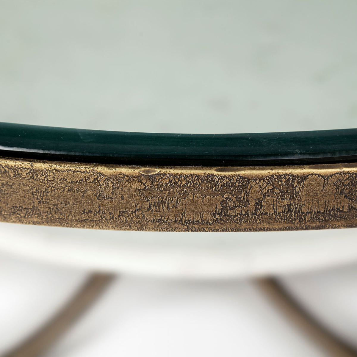 Reinhardt 36" Round Glass Top Marble Shelf Gold Metal Base Coffee Table-Coffee Tables-DECOROLALA