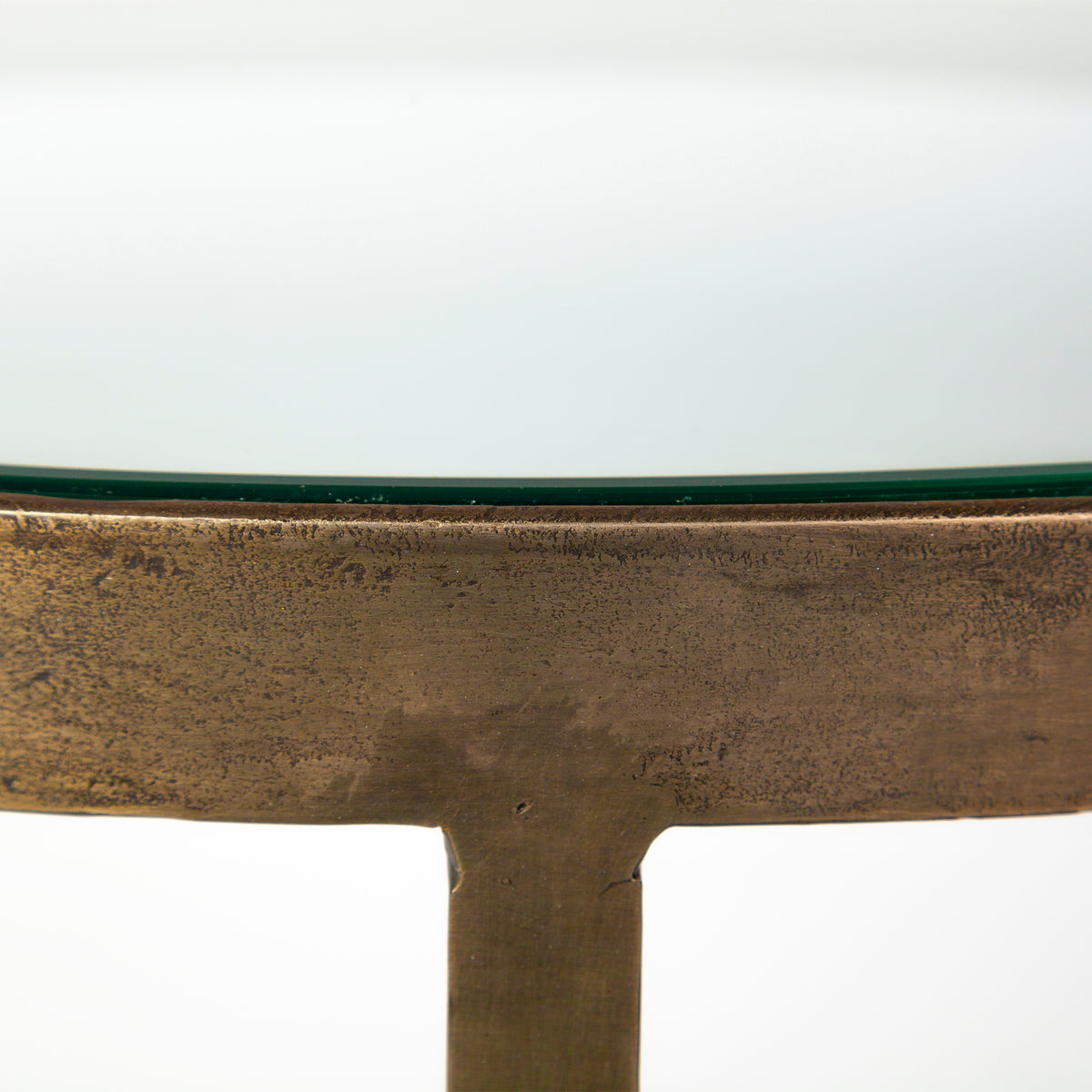 Reinhardt II 20" Round Glass Top Metal and Marble Detail End/Side Table-End and Side Tables-DECOROLALA