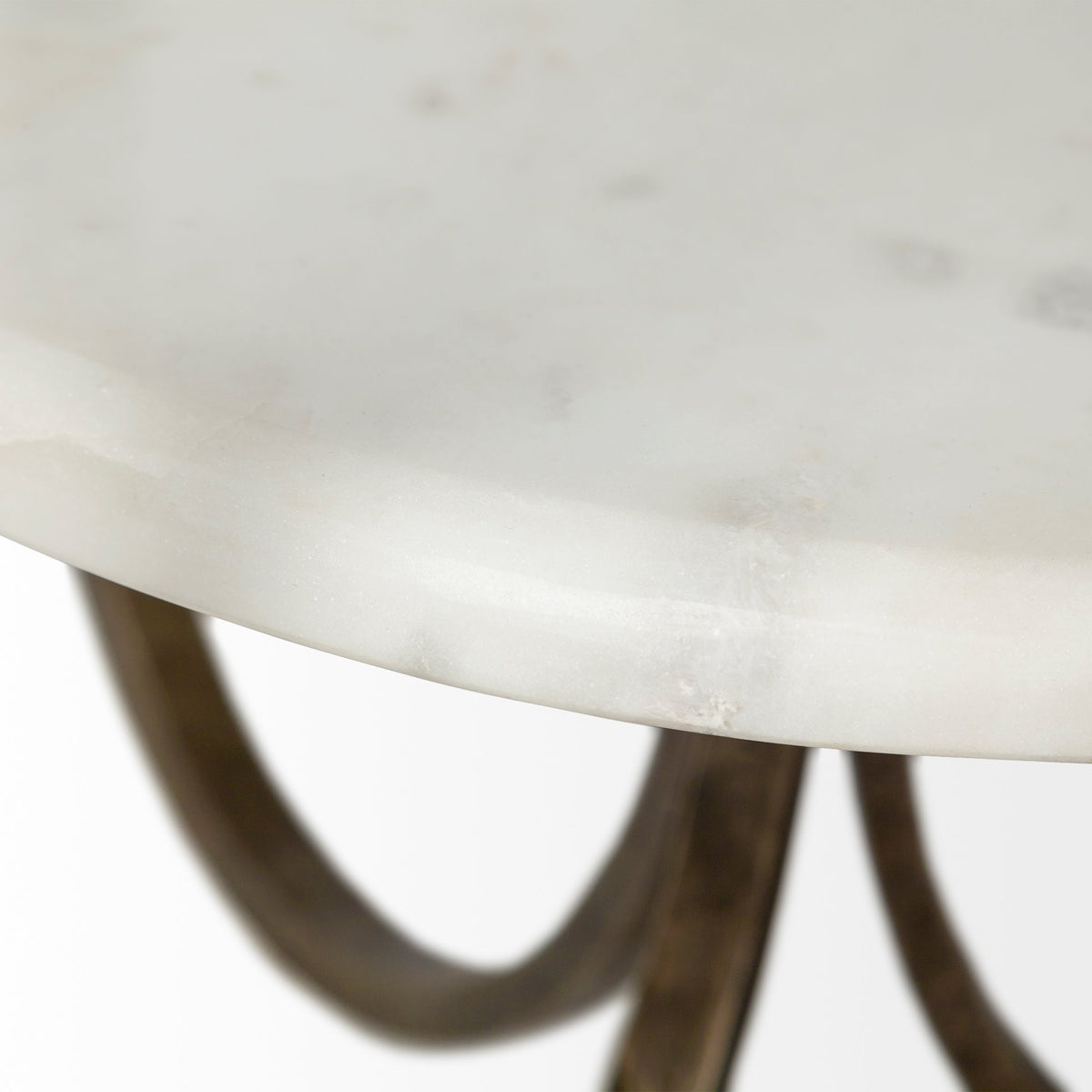 Reinhardt II 20" Round Glass Top Metal and Marble Detail End/Side Table-End and Side Tables-DECOROLALA