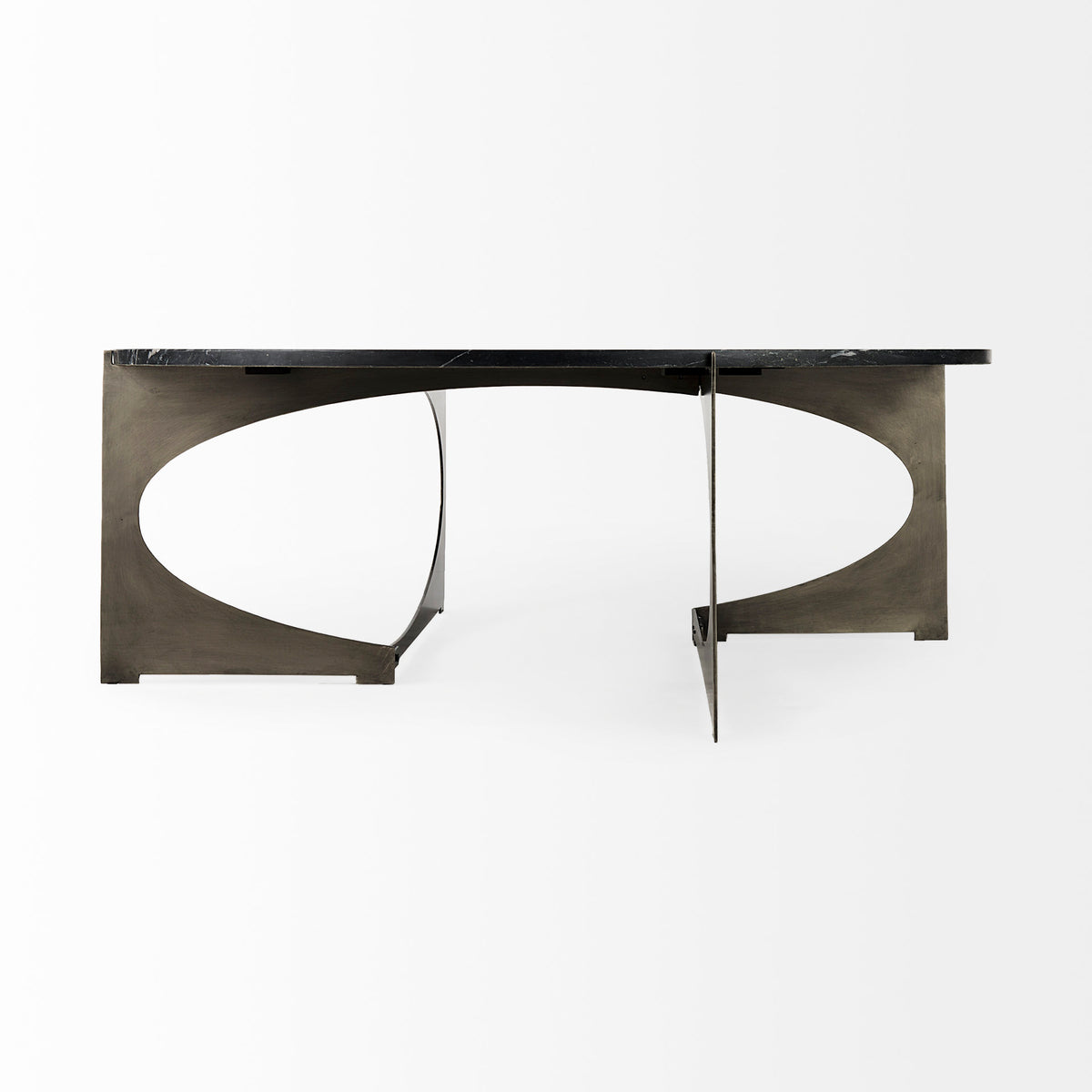 Reinhold 49" Round Marble Top Gold Metal Base Coffee Table-Coffee Tables-DECOROLALA