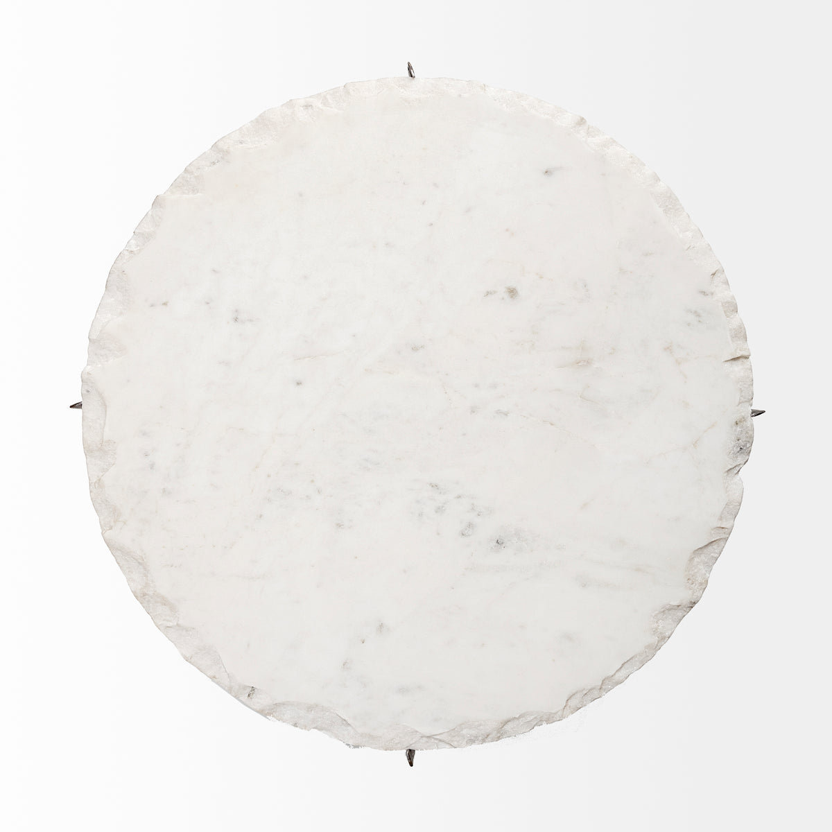 Reinhold II 21L x 21W x 21H Round Live-Edge Marble Top and Gold Metal Base Side/End Table-End and Side Tables-DECOROLALA