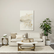 Reinhold II 21L x 21W x 21H Round Live-Edge Marble Top and Gold Metal Base Side/End Table-End and Side Tables-DECOROLALA