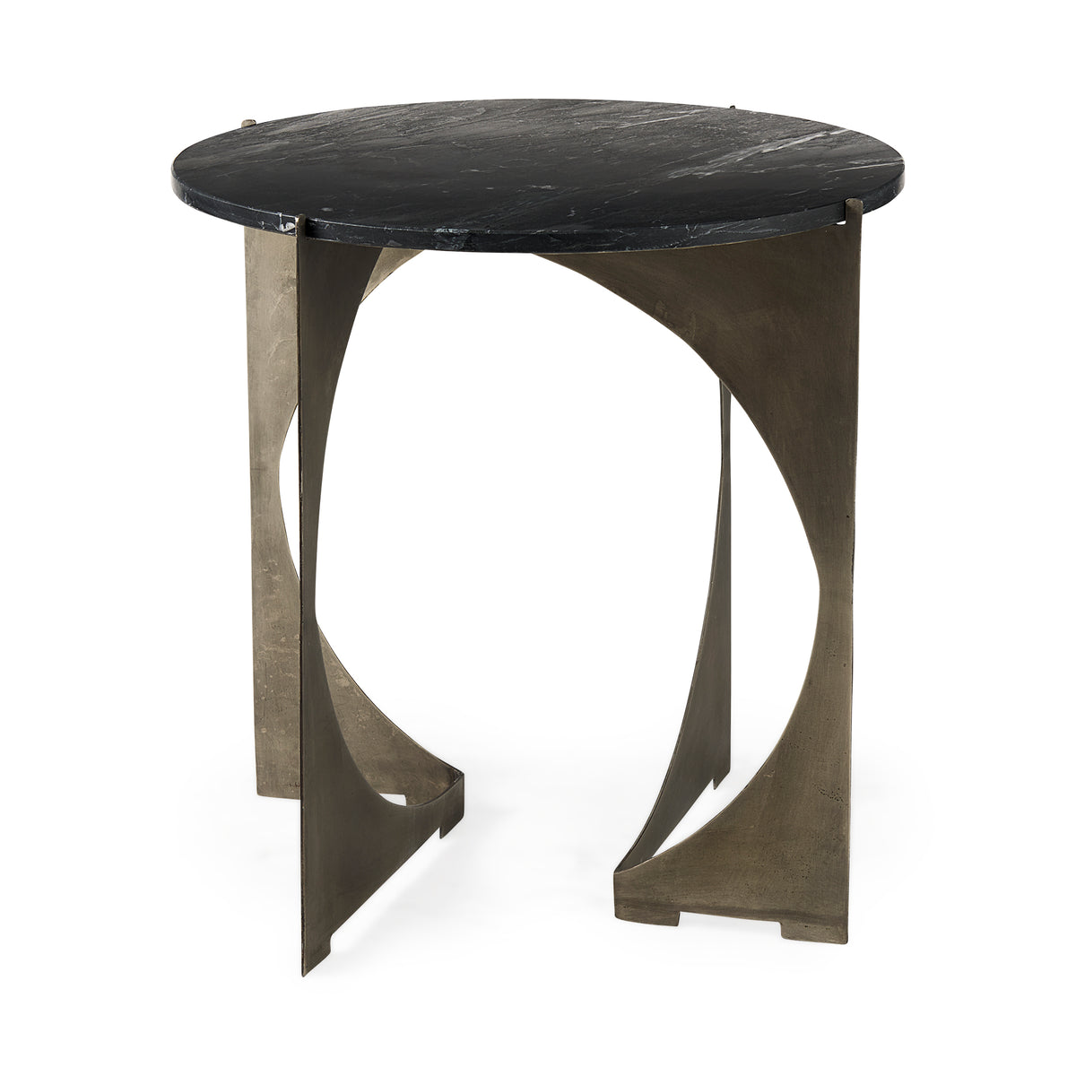 Reinhold II Round Live-Edge Marble Top Side Table - Gold-End Tables-DECOROLALA