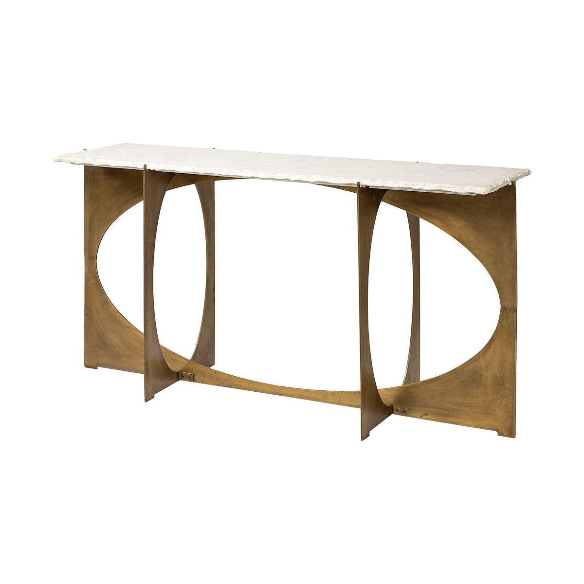 Reinhold IV 59L x 16W Marble Top Gold Metal Base Console Table-Console Tables-DECOROLALA