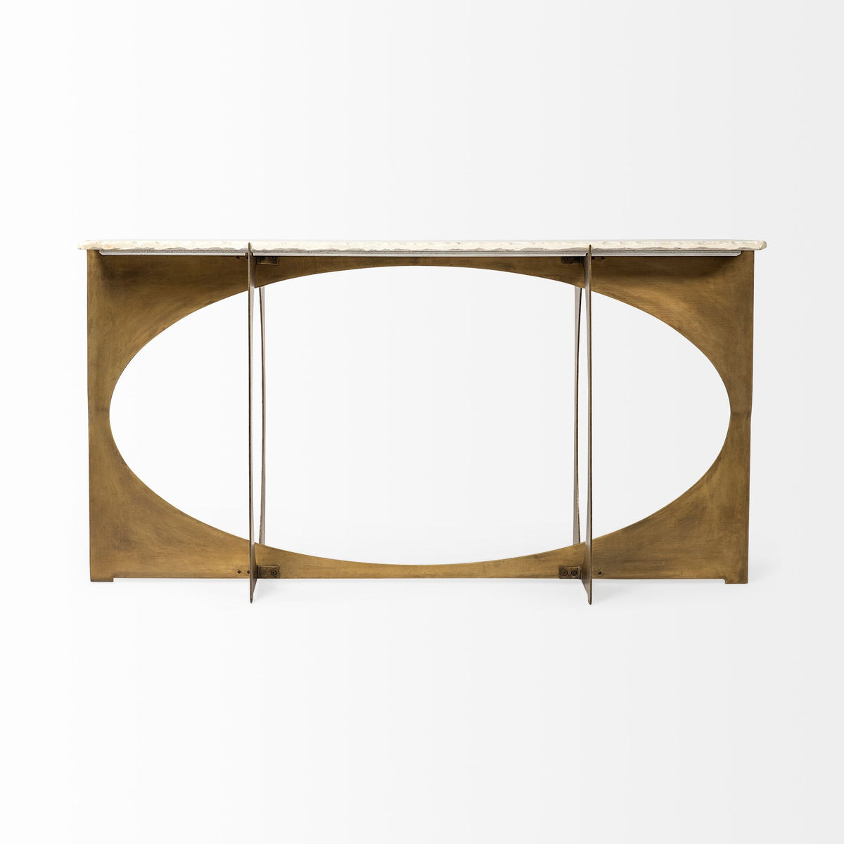 Reinhold IV 59L x 16W Marble Top Gold Metal Base Console Table-Console Tables-DECOROLALA