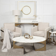 Reinhold IV 59L x 16W Marble Top Gold Metal Base Console Table-Console Tables-DECOROLALA
