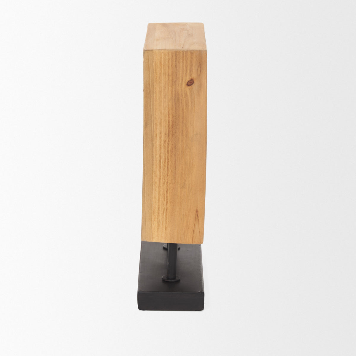 Renaya Light Brown Wood w/ Matte Black Metal Base Table Clock-Table Clocks-DECOROLALA