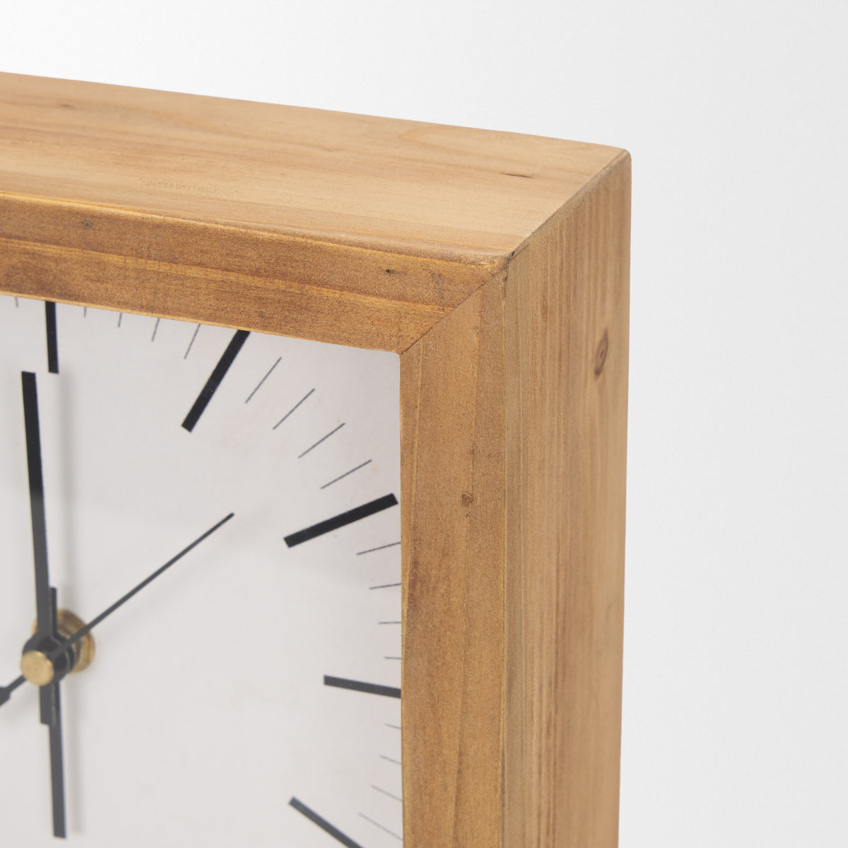 Renaya Light Brown Wood w/ Matte Black Metal Base Table Clock-Table Clocks-DECOROLALA