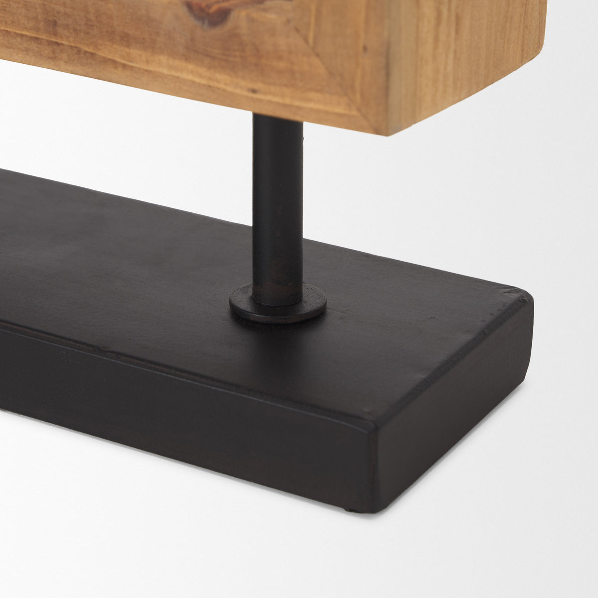 Renaya Light Brown Wood w/ Matte Black Metal Base Table Clock-Table Clocks-DECOROLALA