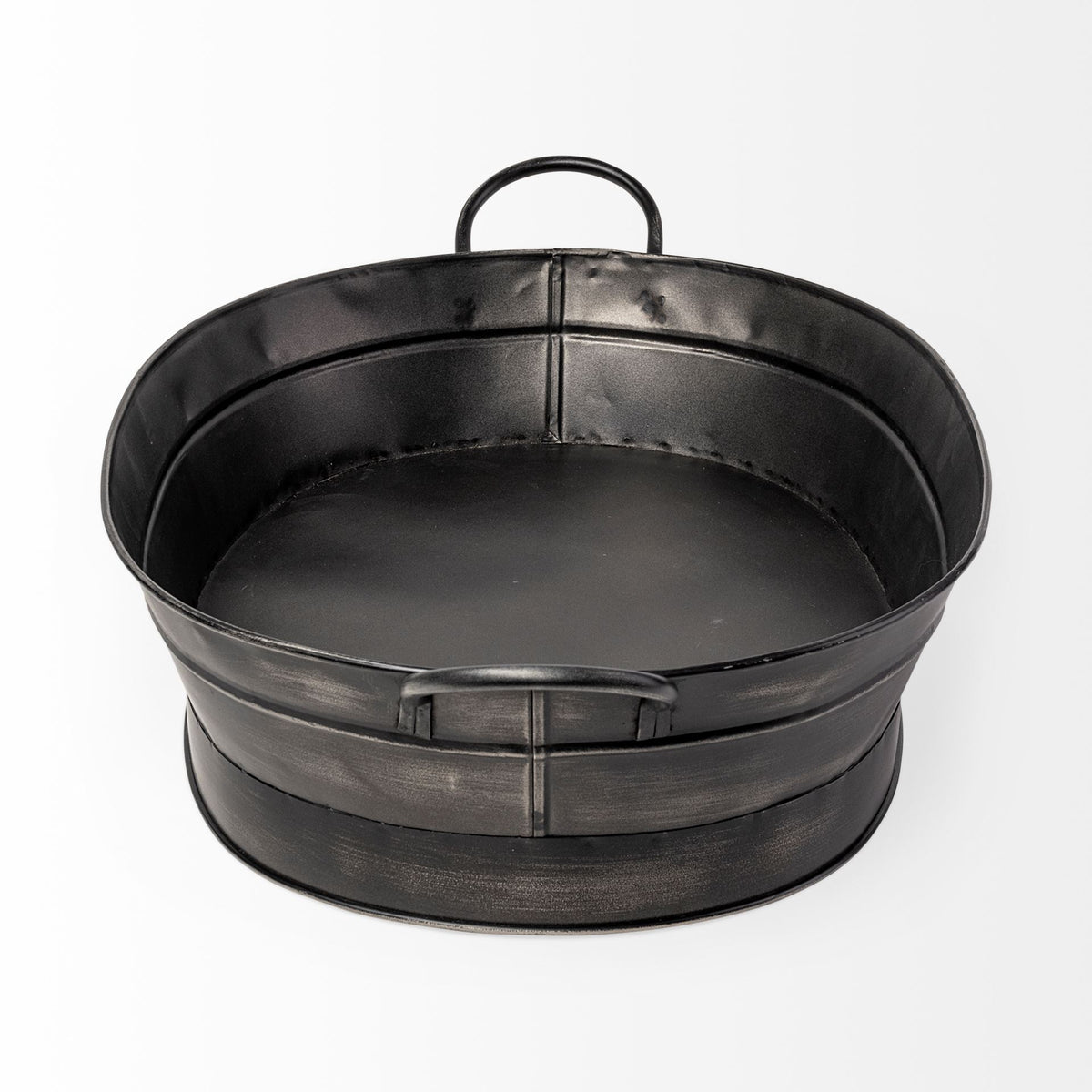 Reno 20L x 14W Black Metal Vintage Inspired Basket-Decorative Baskets-DECOROLALA
