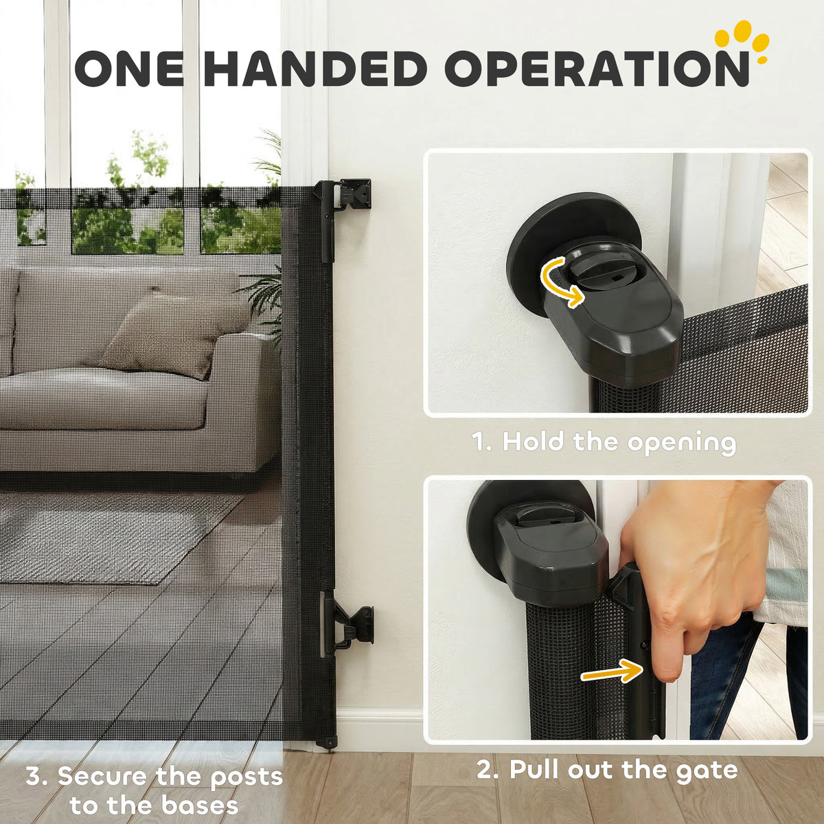Retractable Dog Gate - Black 36.6" Tall Extends to 55" Wide-Dogs-DECOROLALA